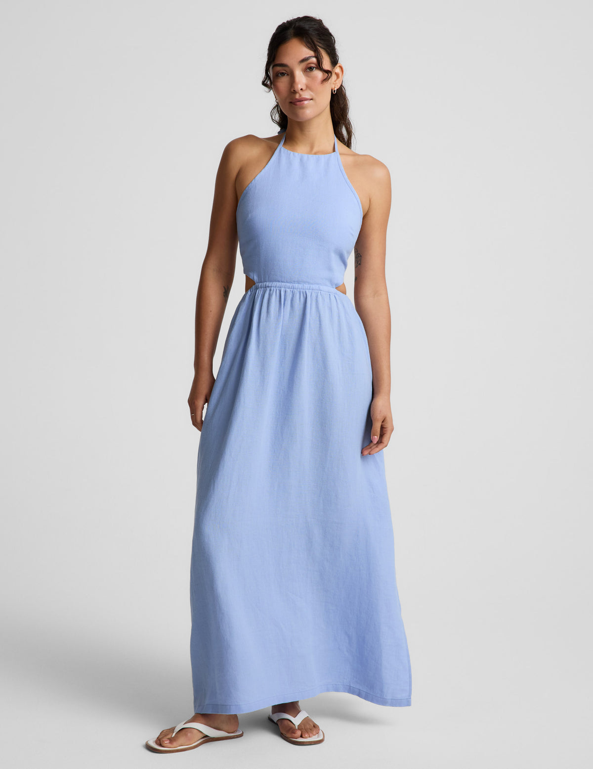 Beyond Yoga SoftWash Linen Halter Dress | Pastel Periwinkle / L Beyond Yoga SoftWash Linen Halter Dress | Pastel Periwinkle / L