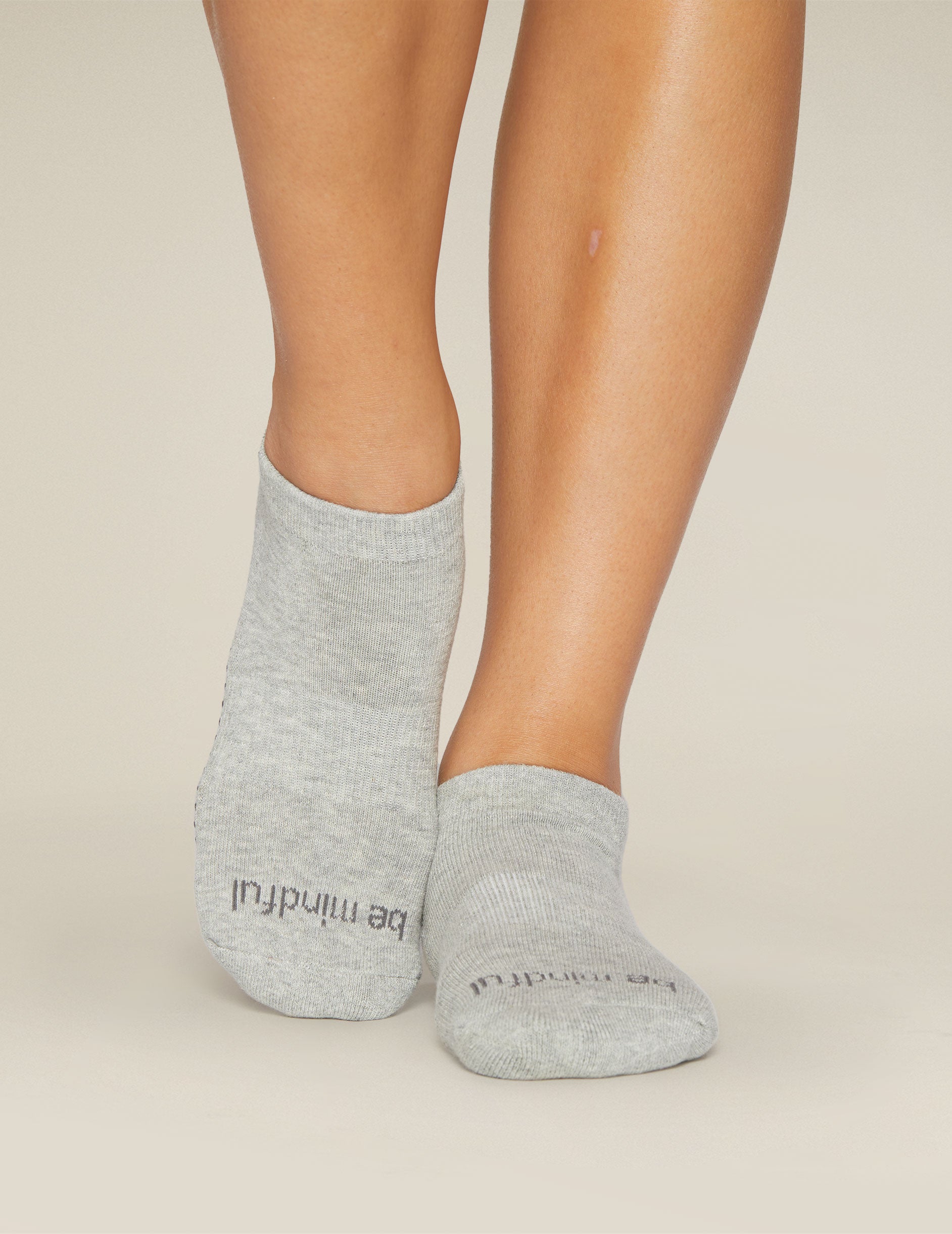 grey ankle grip socks. 