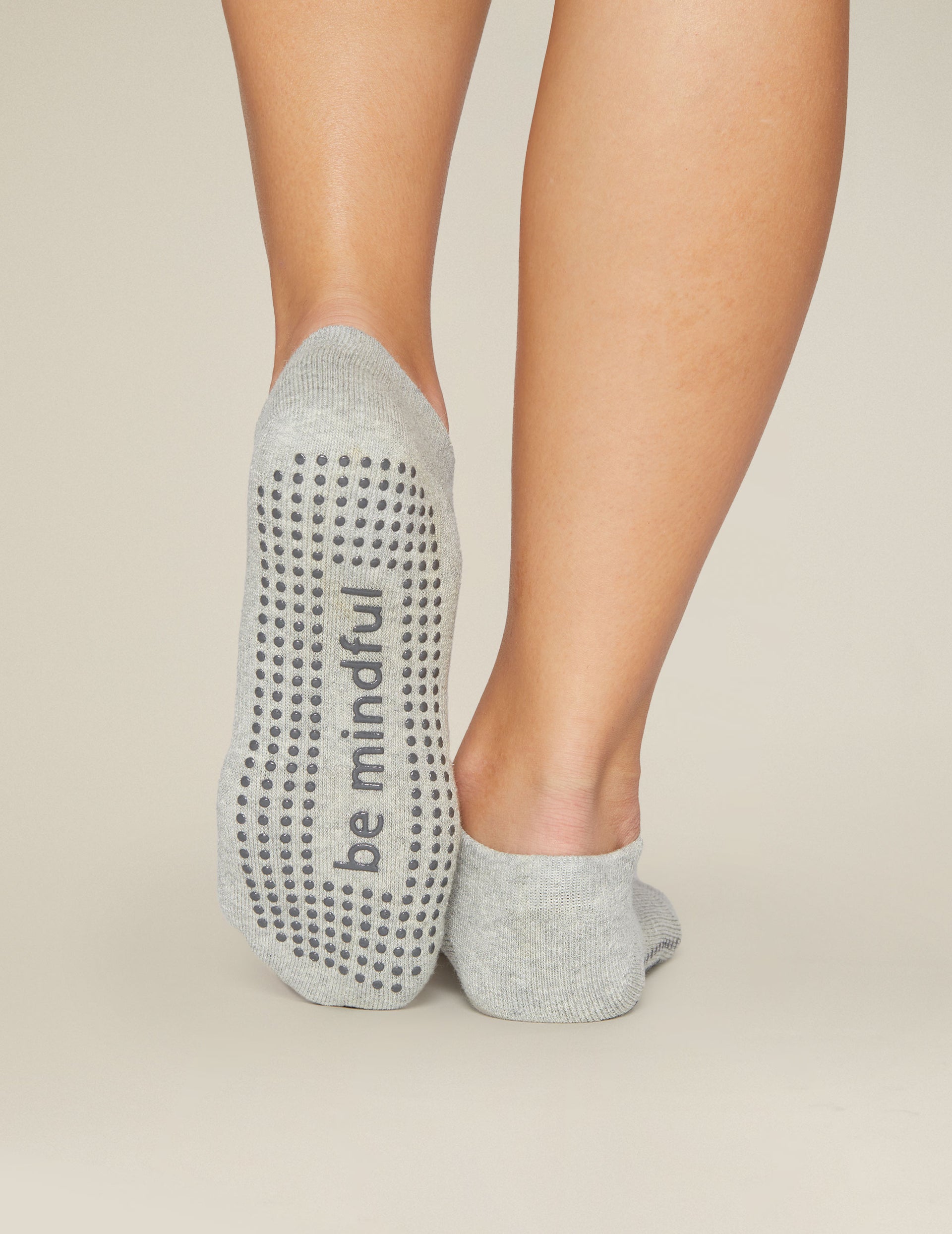 grey ankle grip socks. 