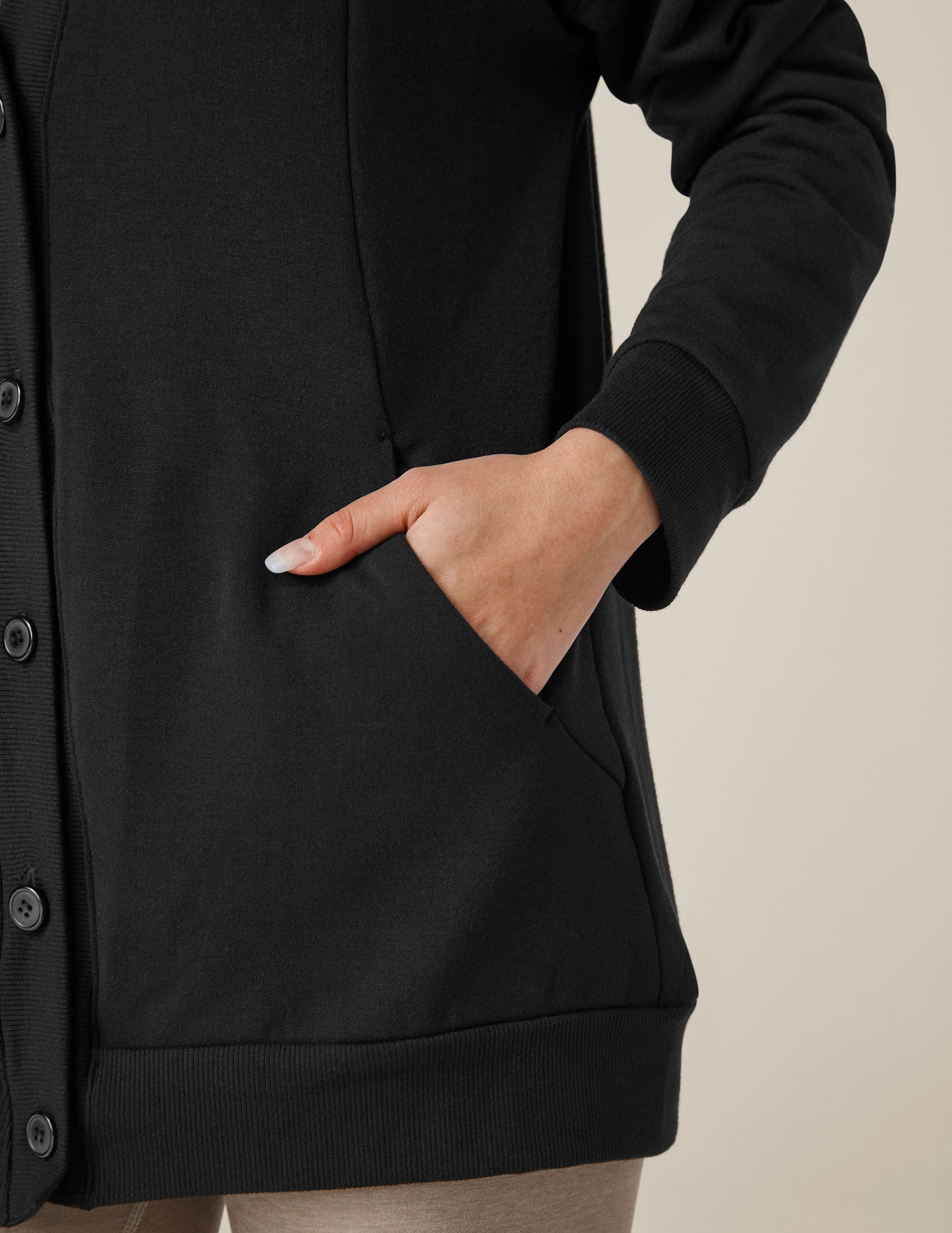 black button-up cardigan