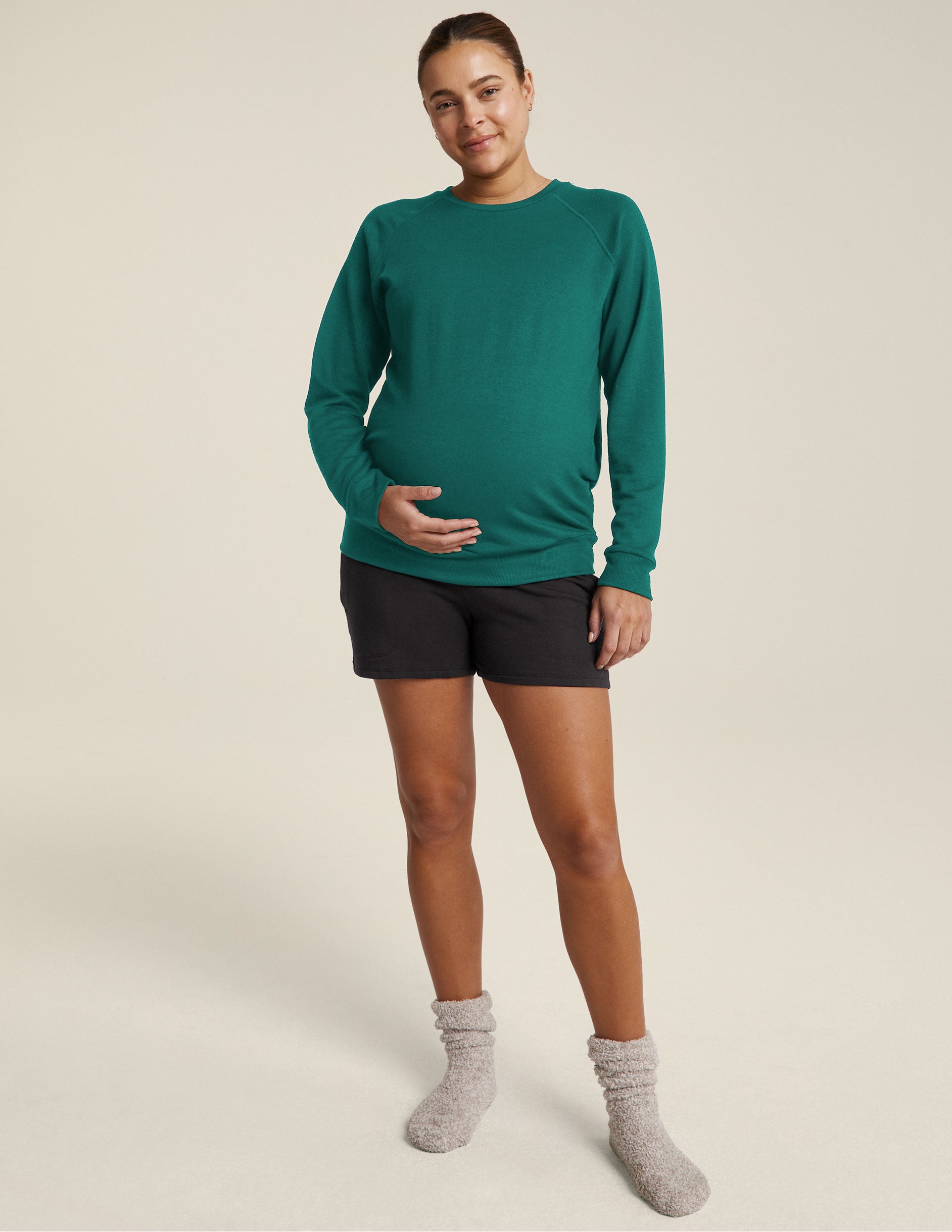 green maternity pullover