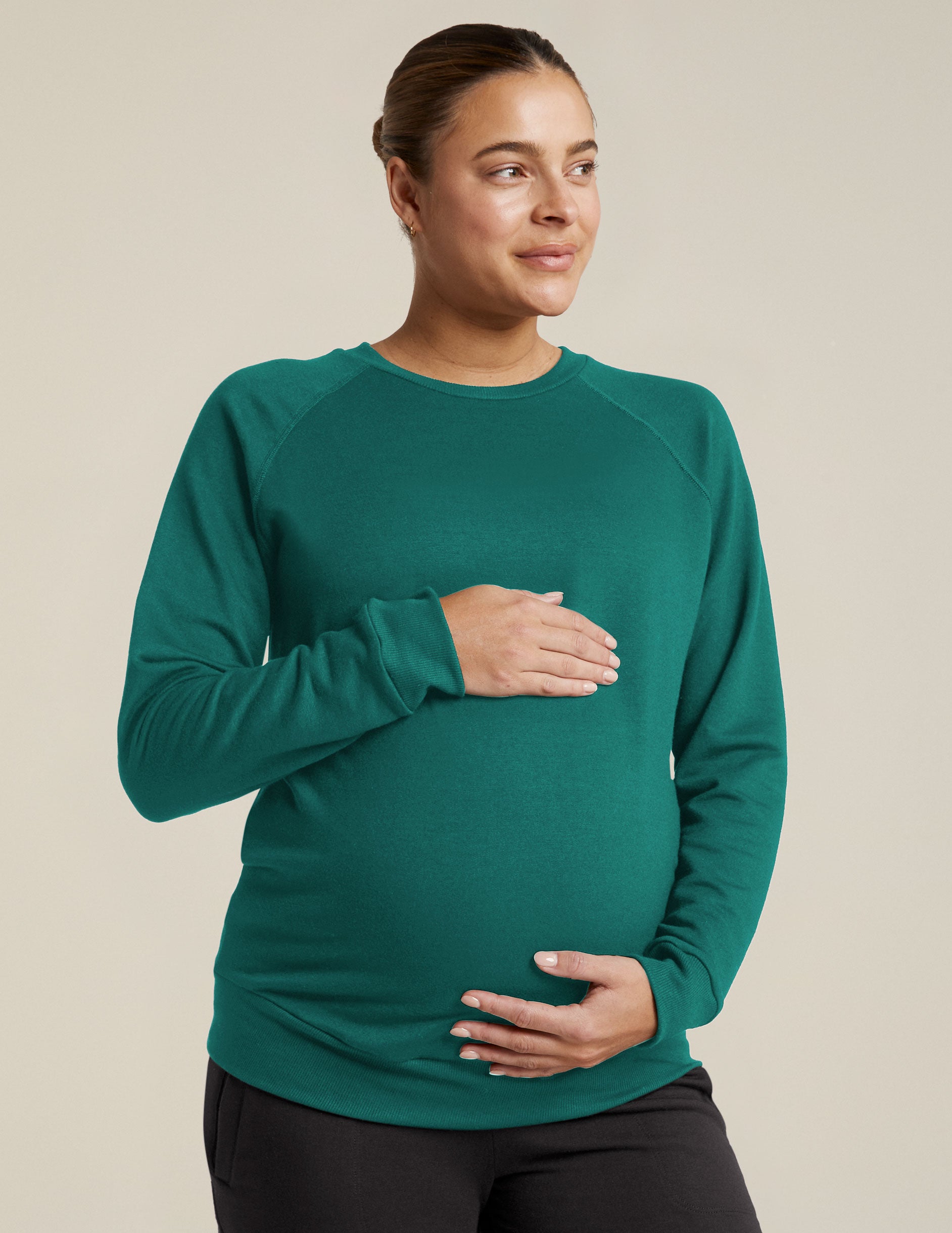 green maternity pullover