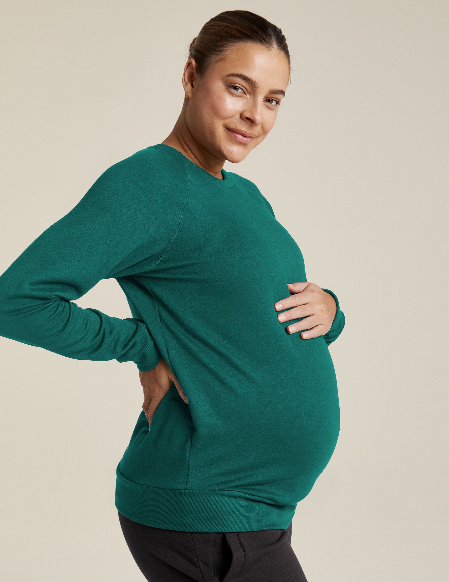 green maternity pullover