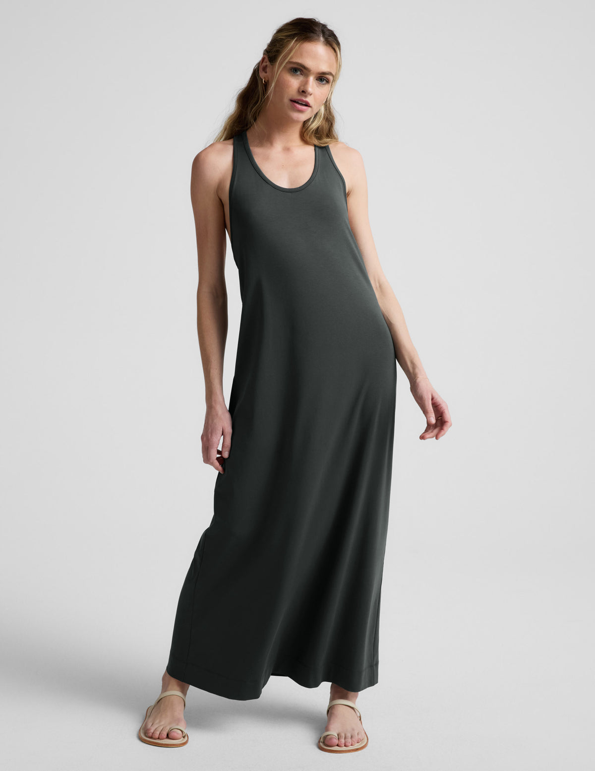 racerback dress maxi Beyond Yoga A Cut Above Flapper Dresses 1920s: Great pointed sweetheart neckline dress Reach for it on Color:Canvas