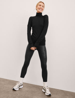 Leatherette High Waisted Midi Legging