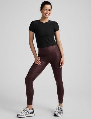 Leatherette High Waisted Midi Legging