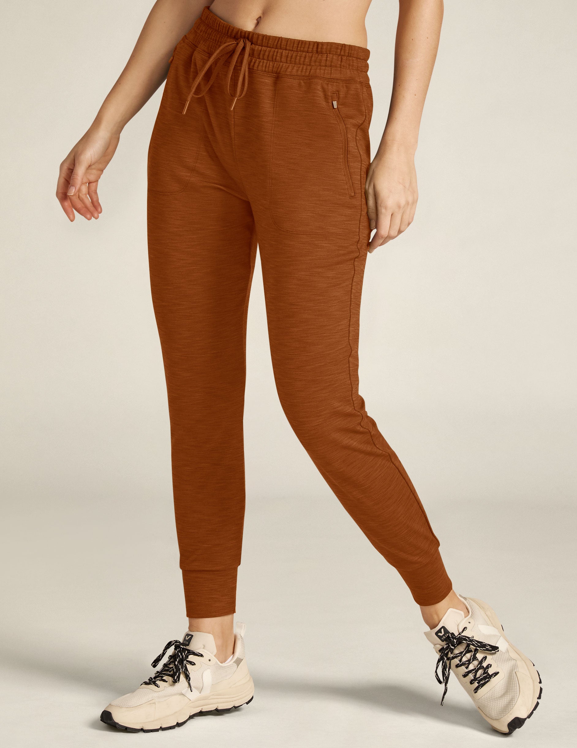 brown joggers with pockets