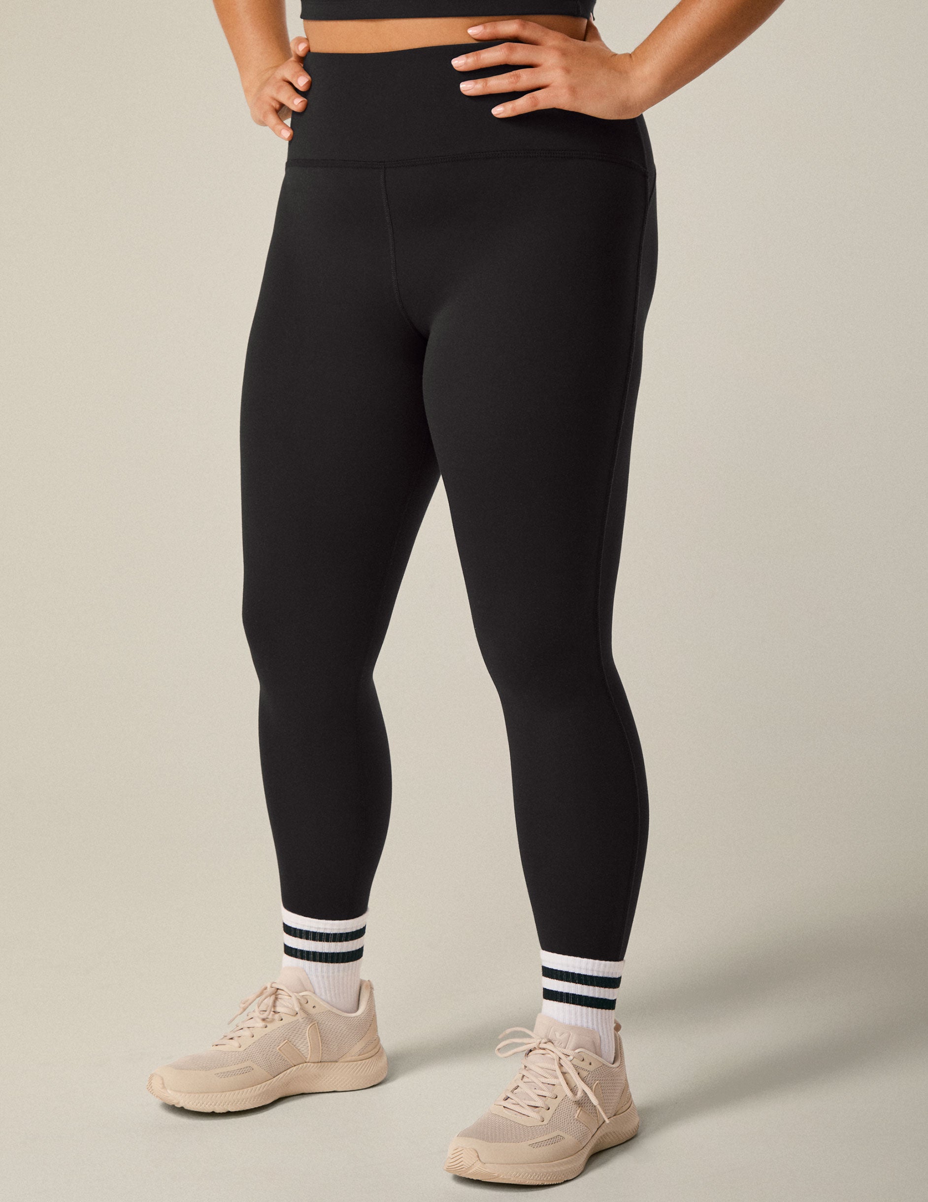 black 4-inch waistband midi leggings. 