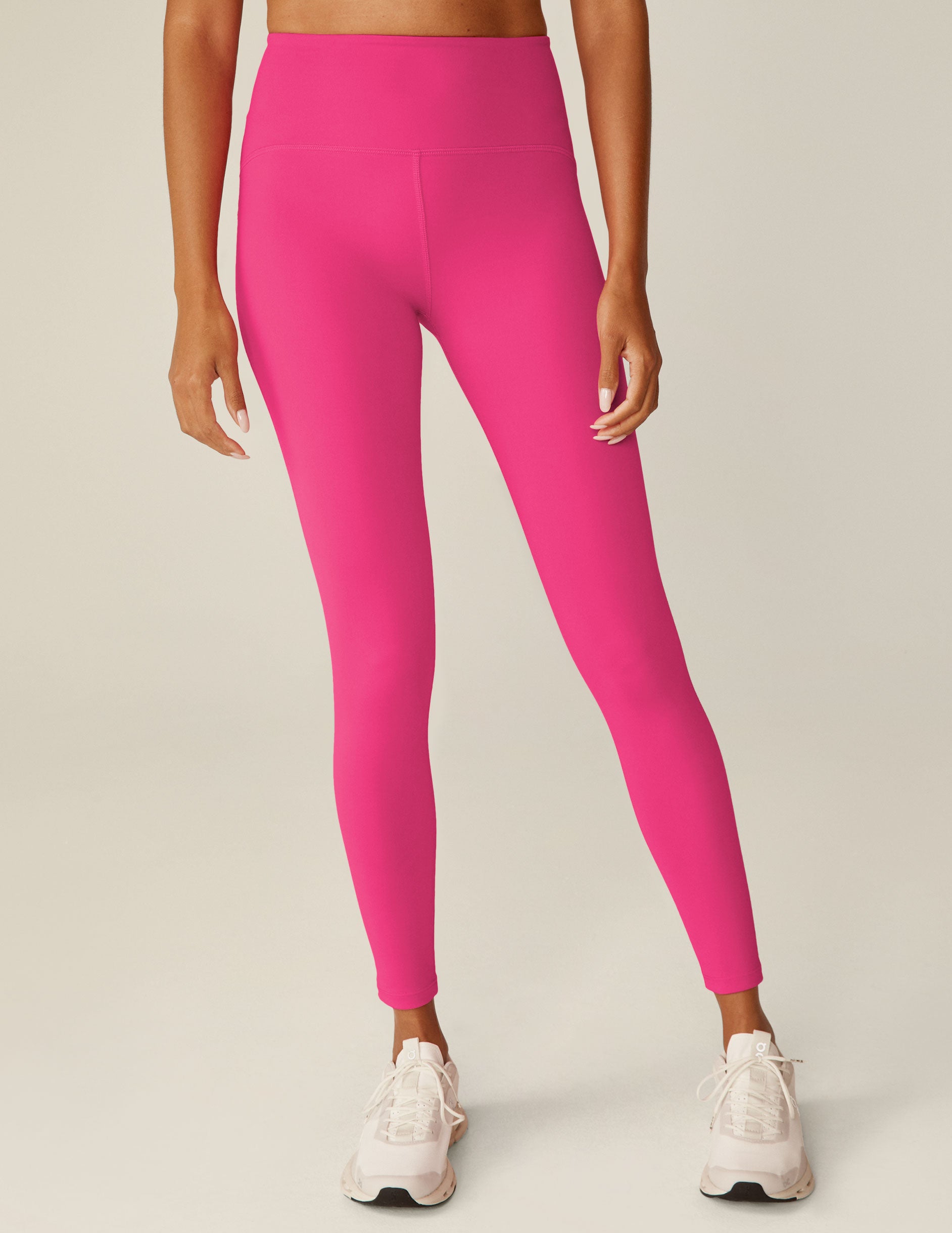 pink 4 inch waistband midi leggings. 