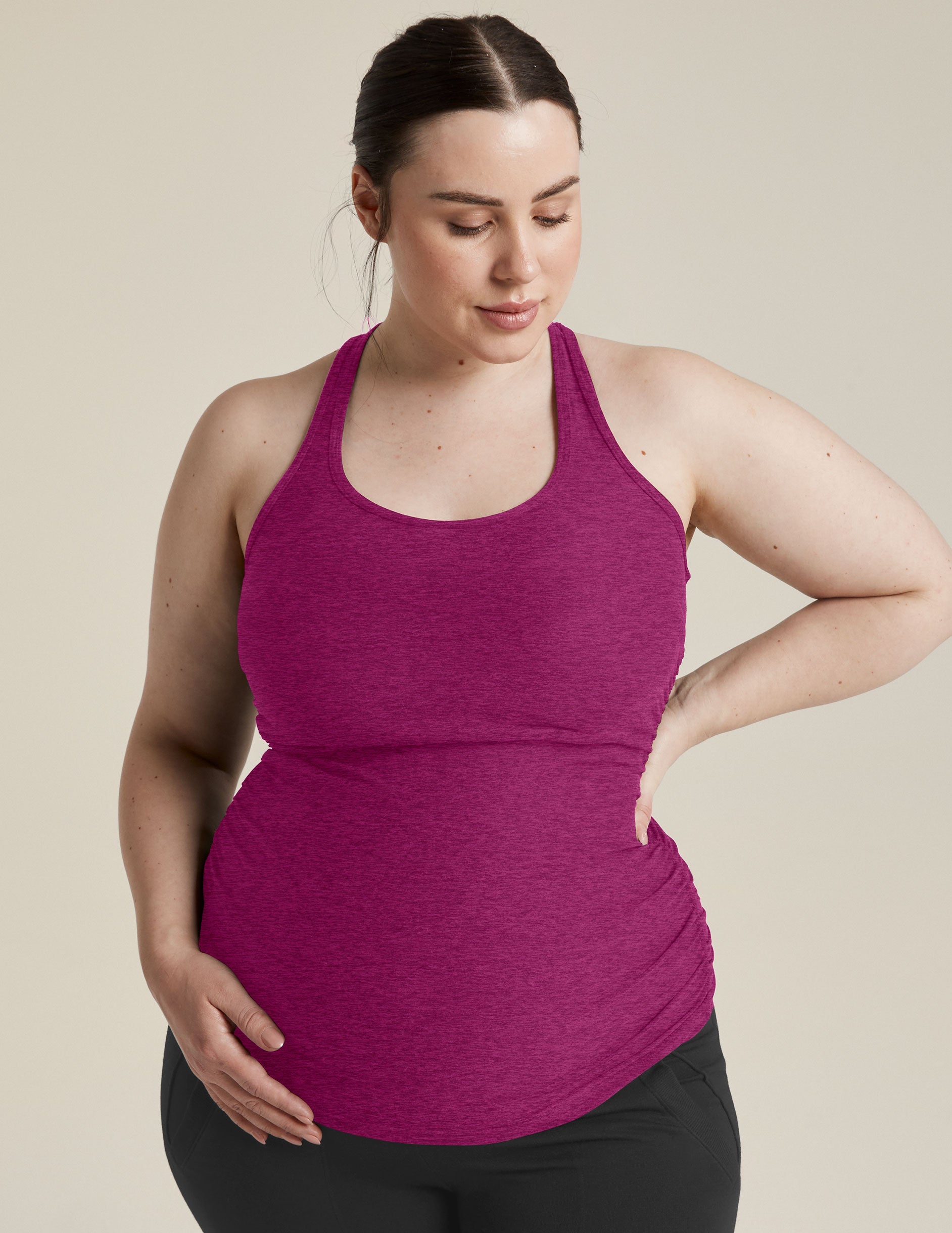 purple racerback maternity tank