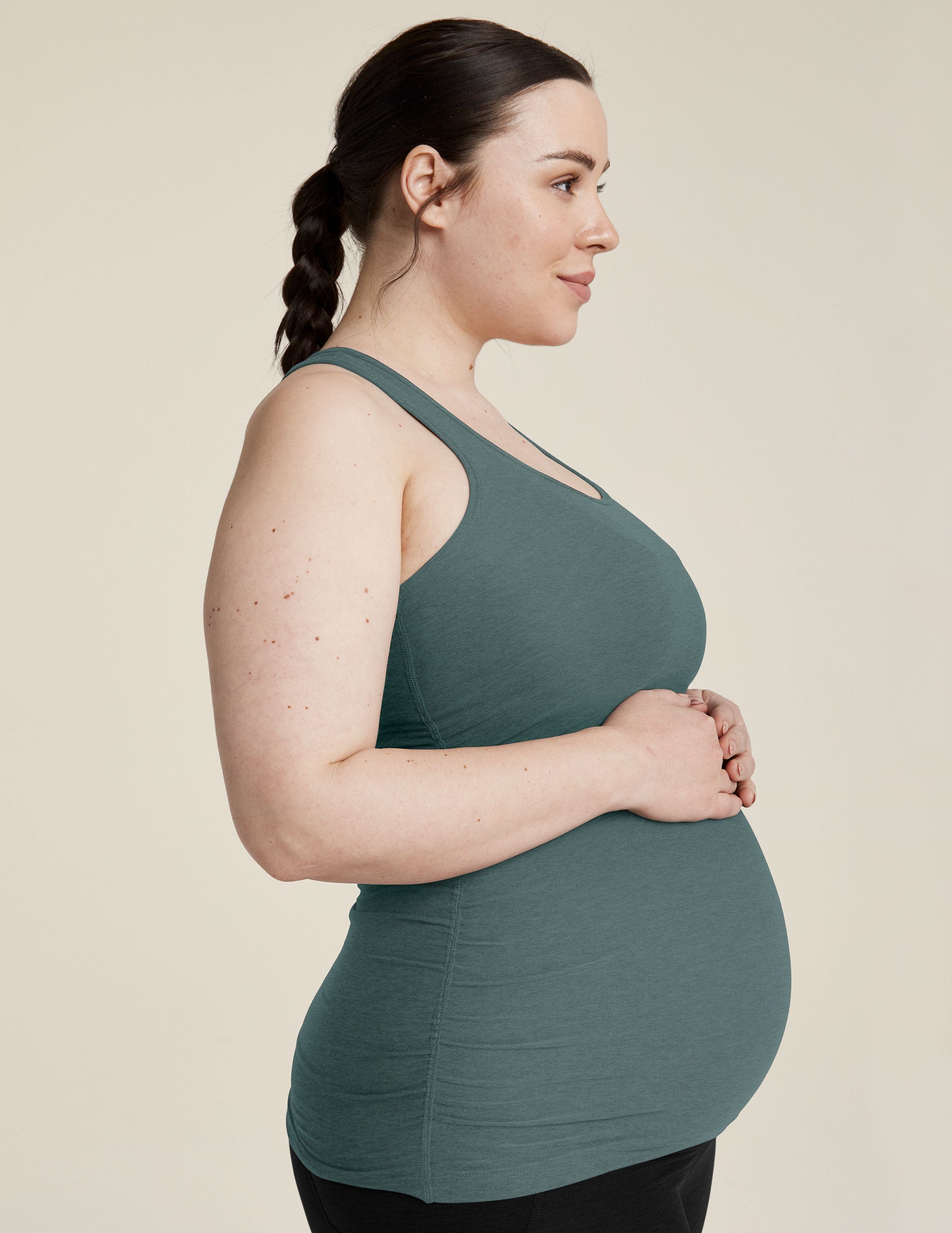 blue racerback maternity tank top. 