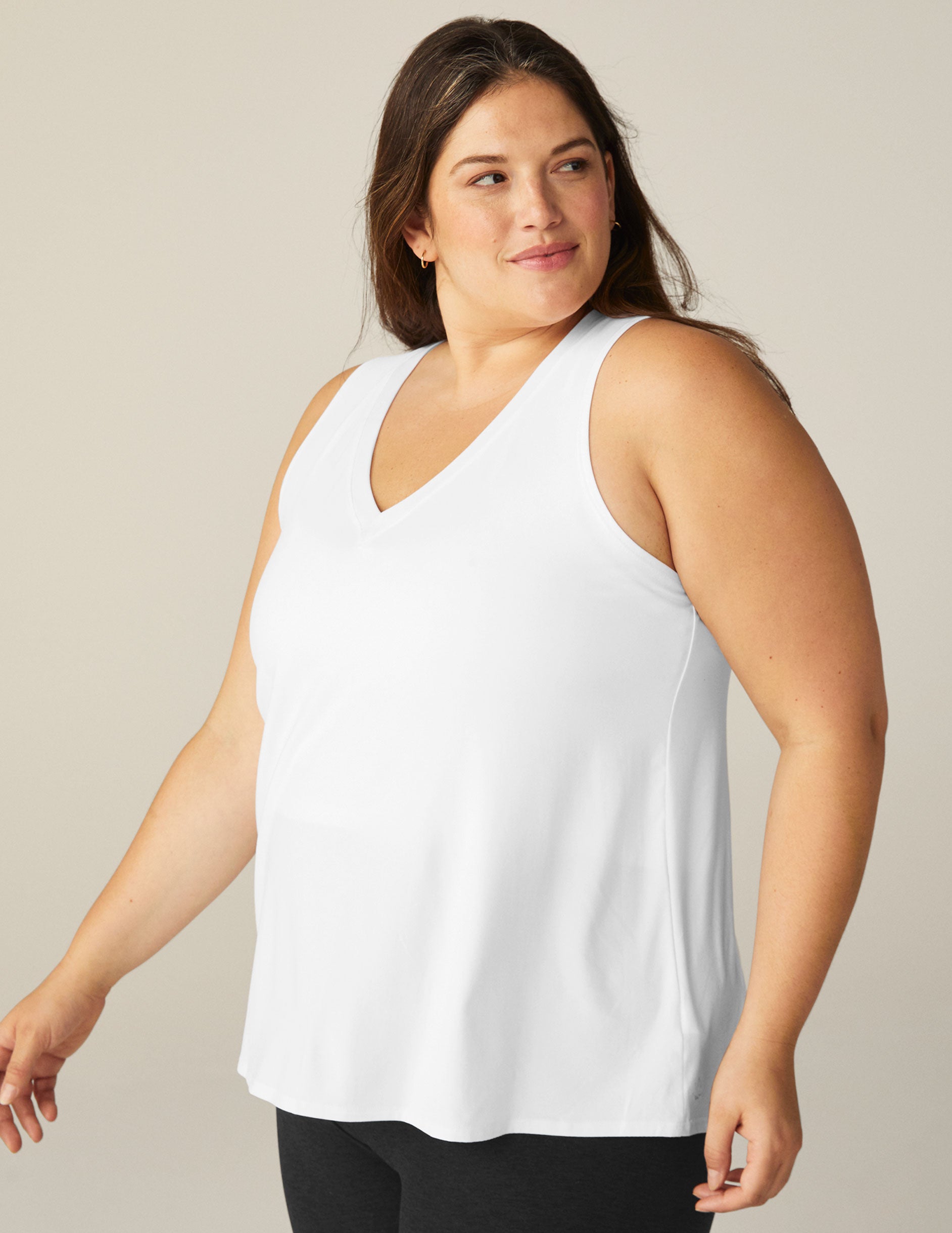 White Plus Size Split Tank