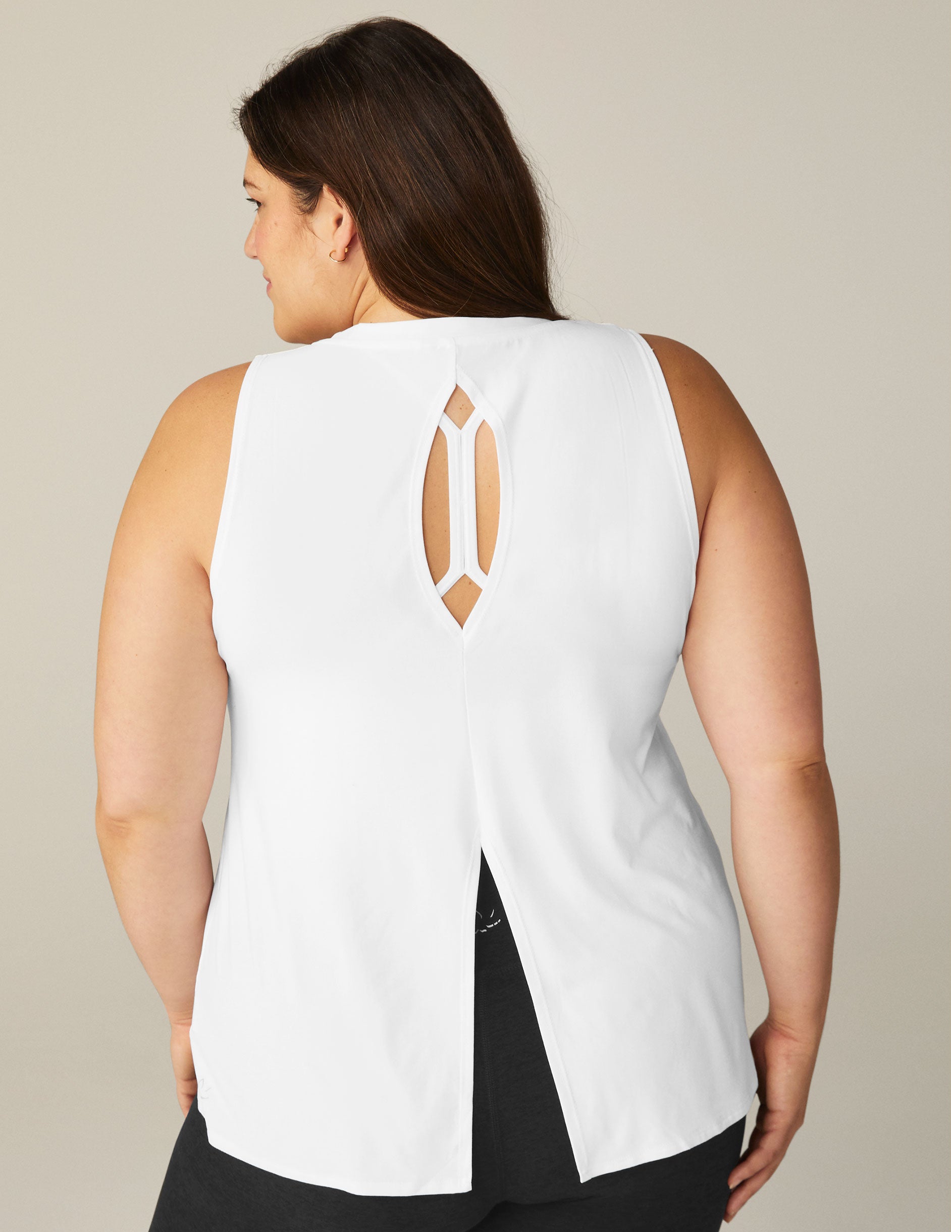 White Plus Size Split Tank