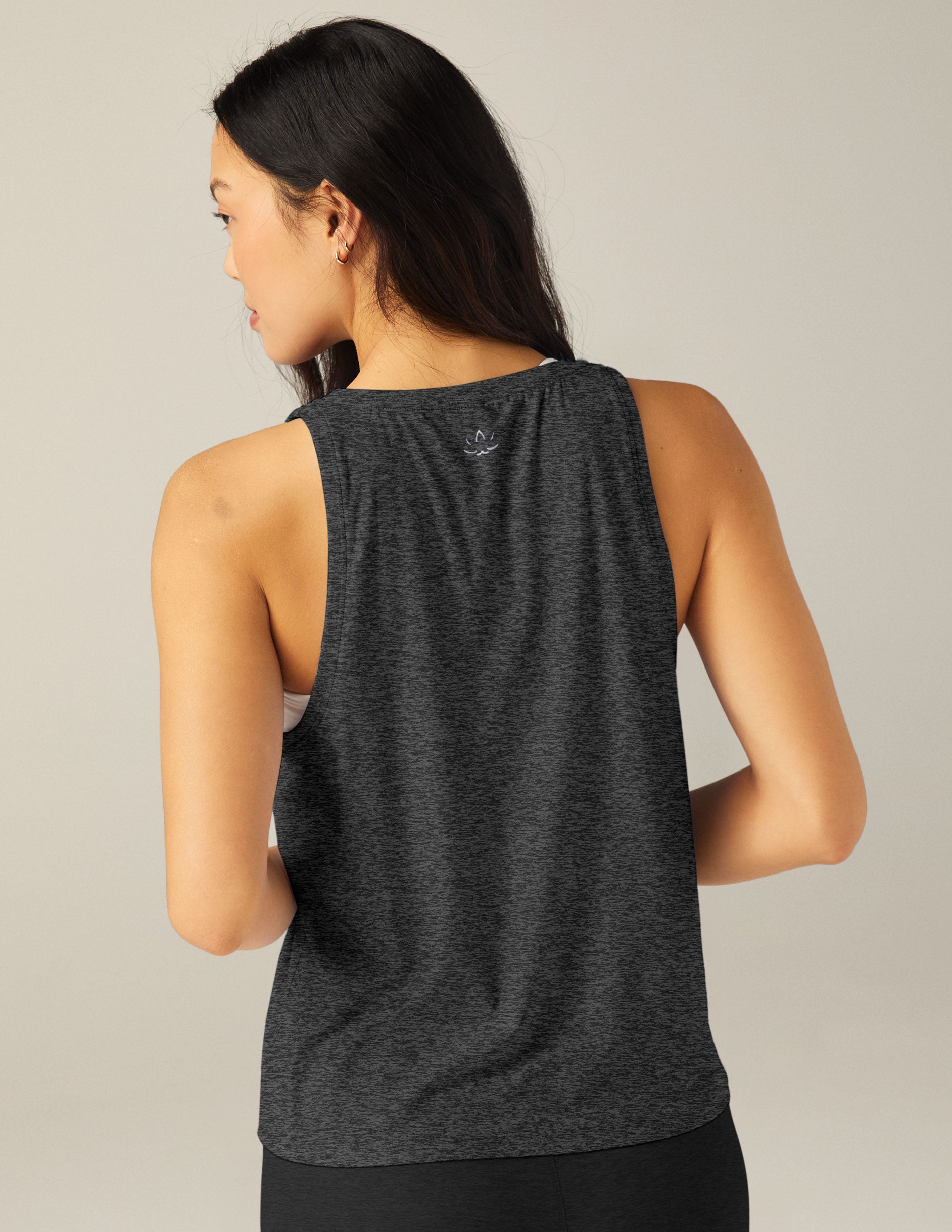 black wide strap tank top. 