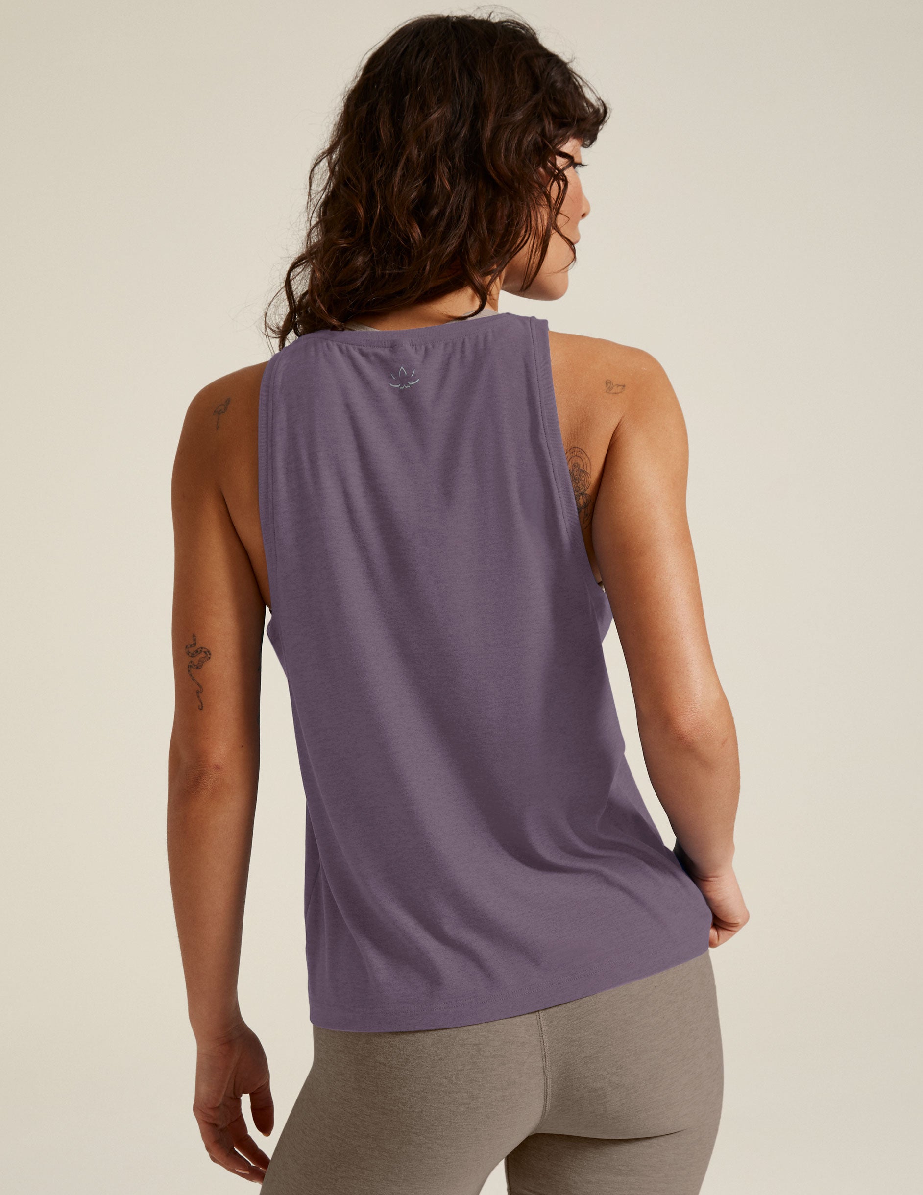 purple relaxed fit high-neck tank top. 
