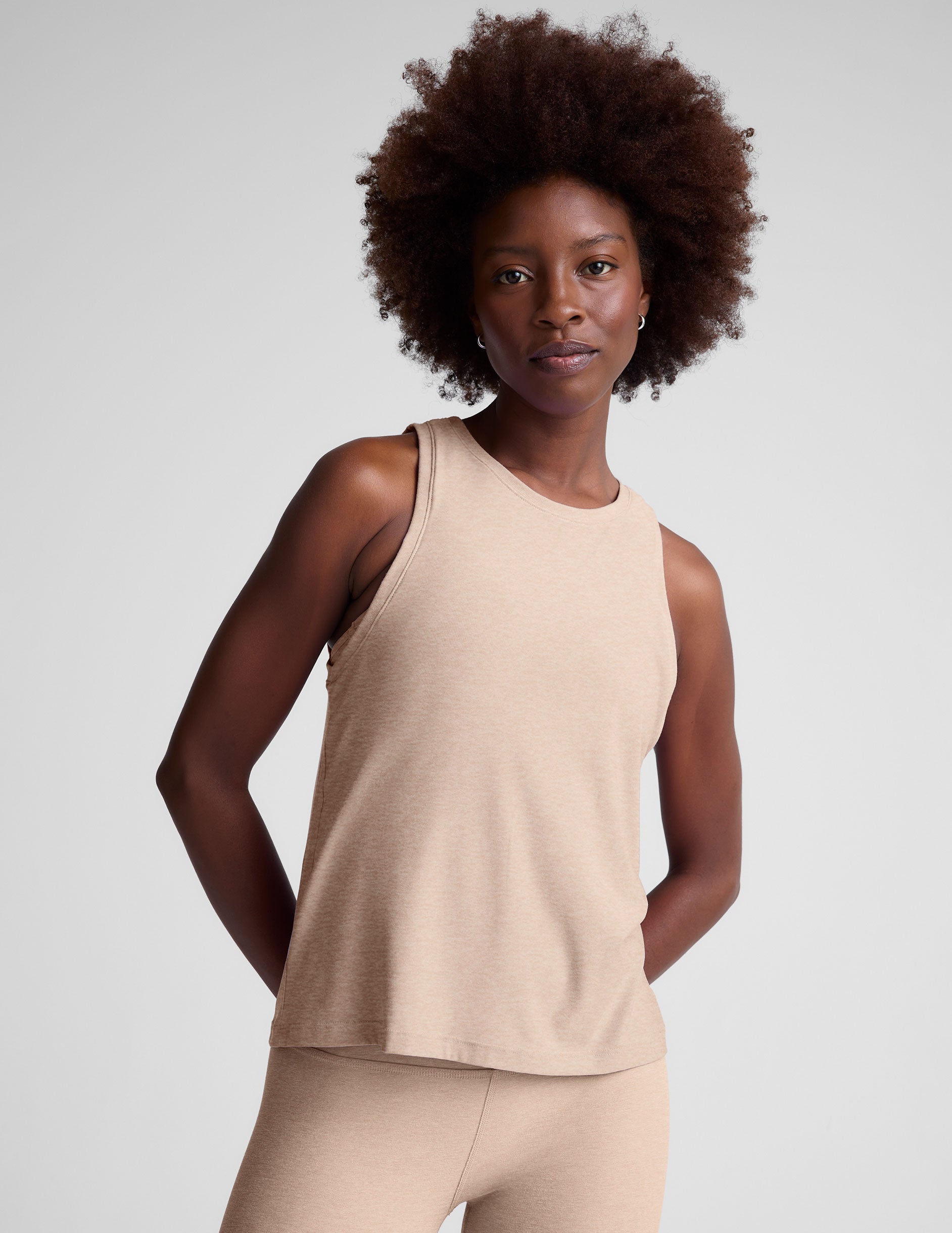 brown tank top