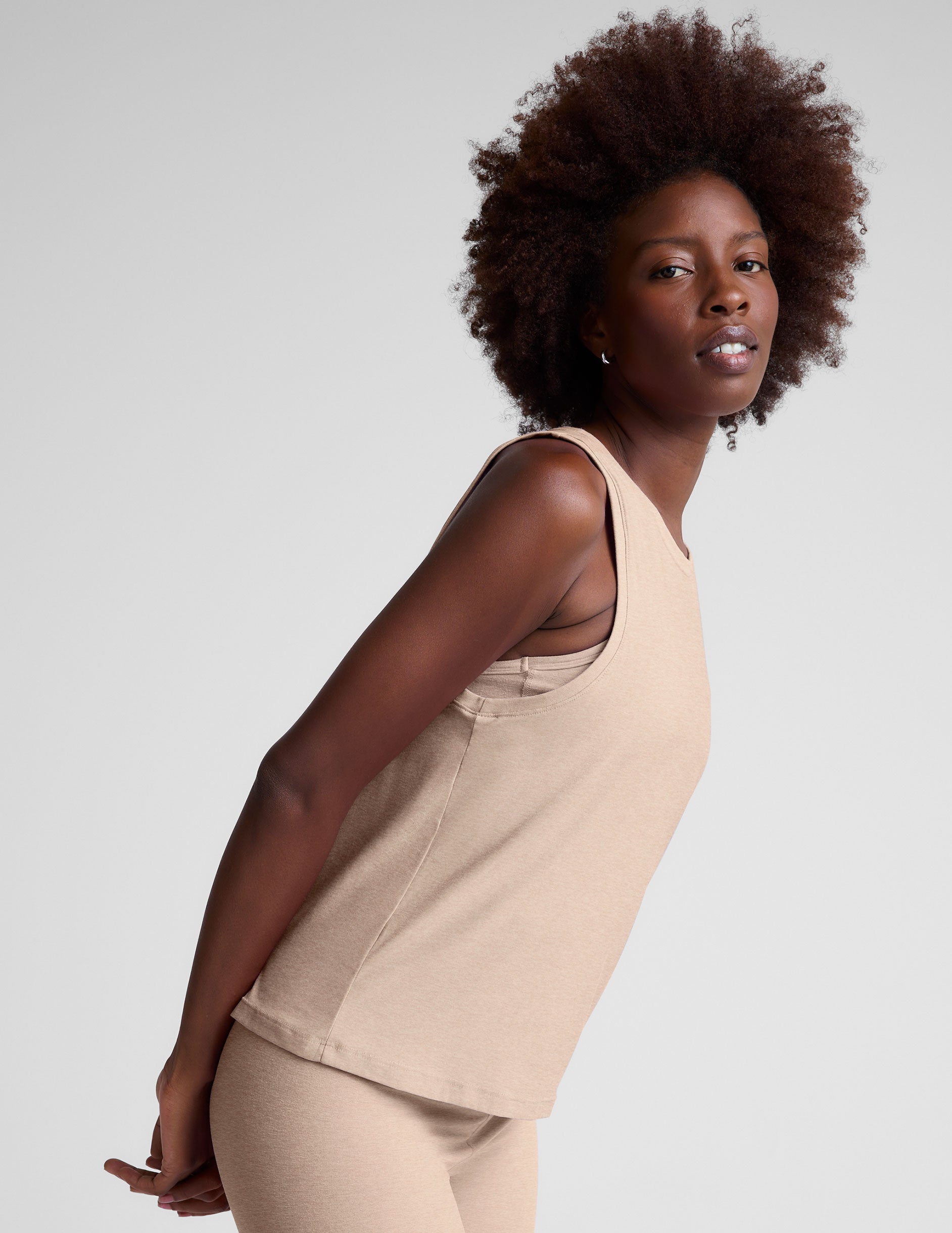 brown tank top