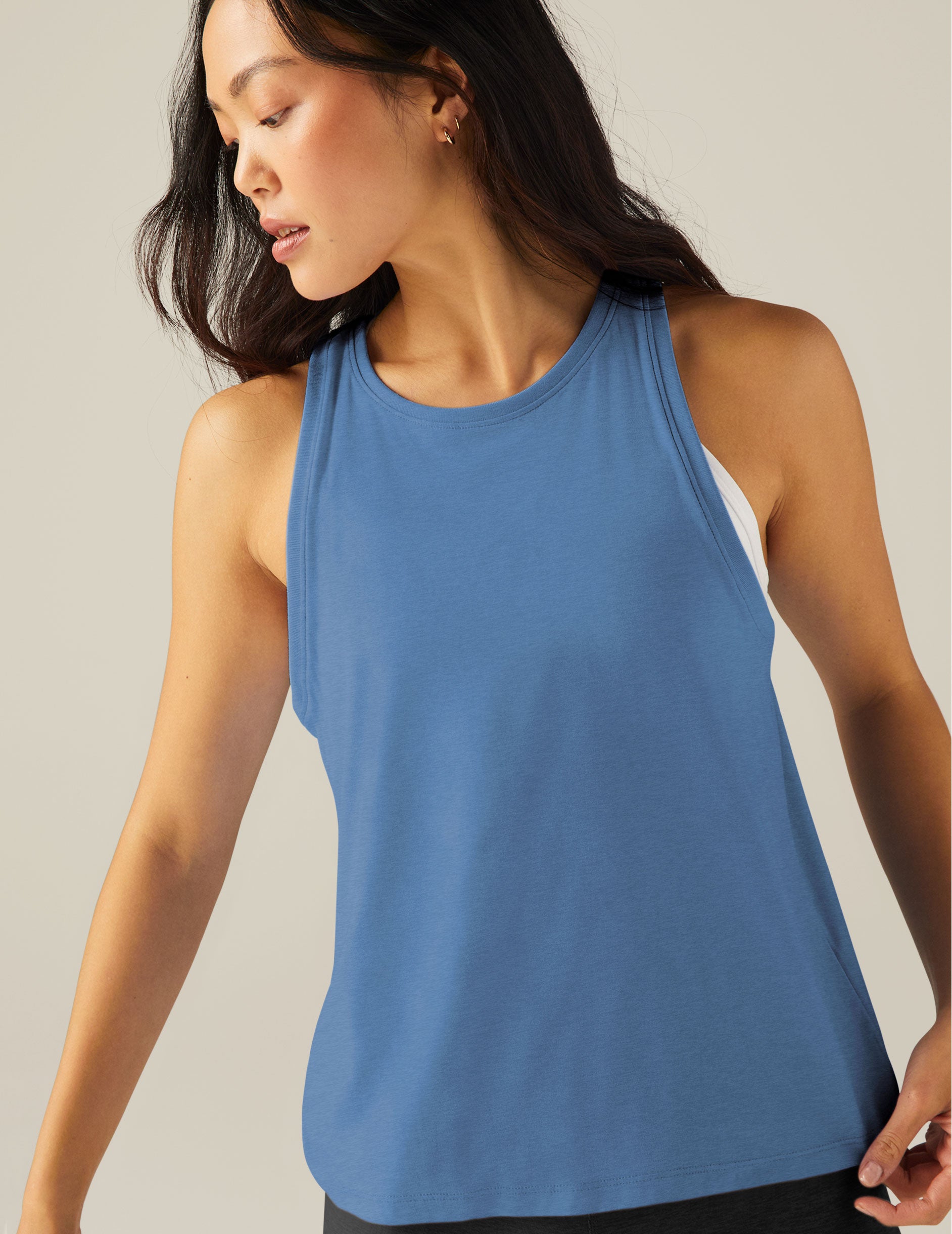 blue relaxed fit tank top. 
