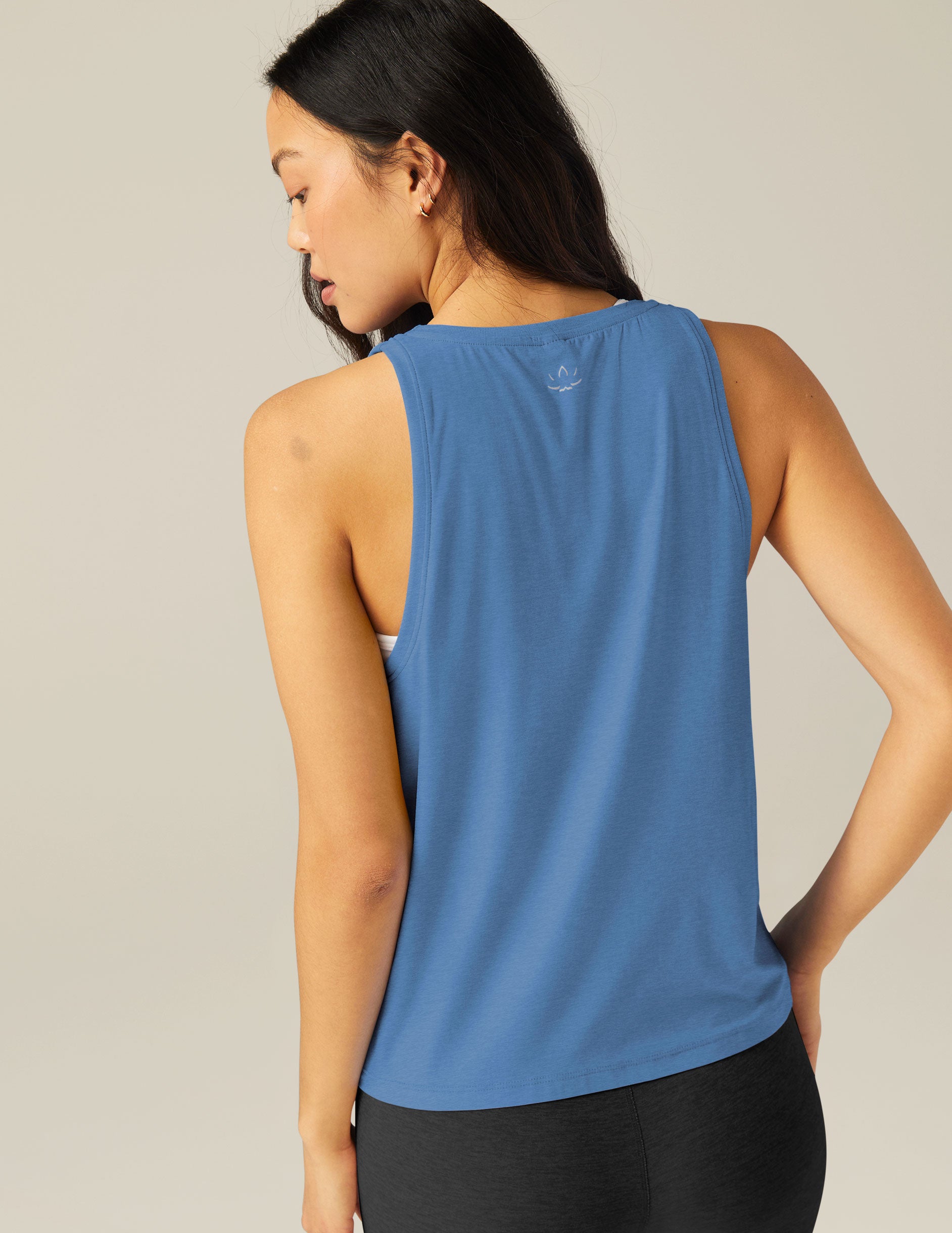 blue relaxed fit tank top. 