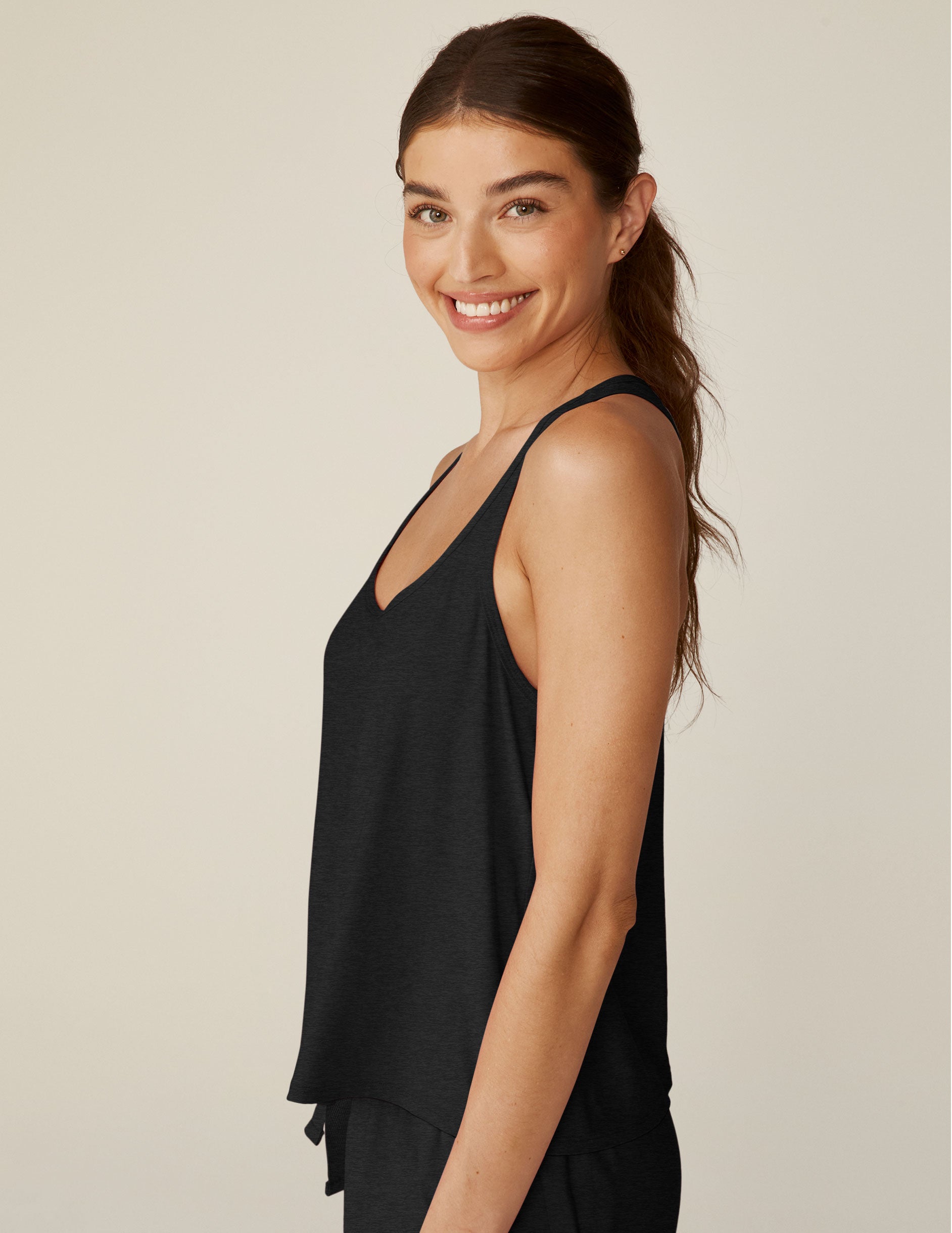 black racerback sleep tank. 