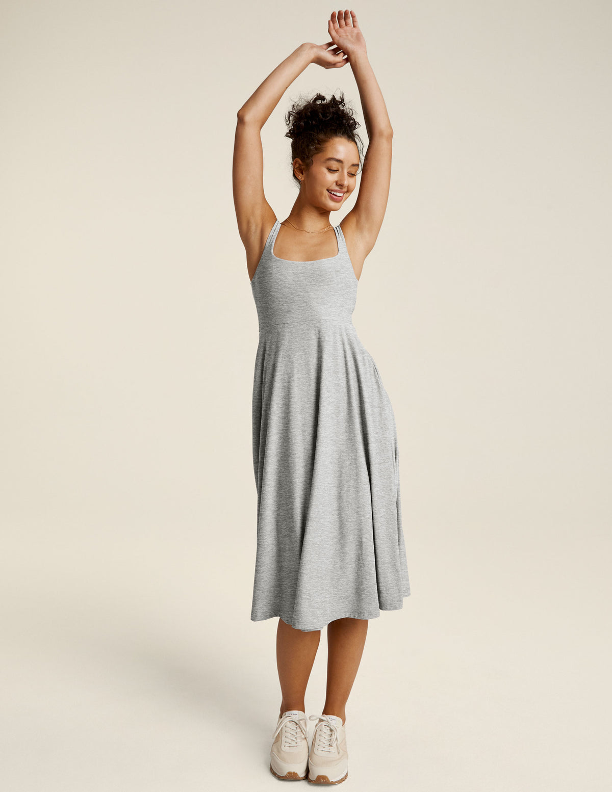 beyond yoga featherweight gather mini dress Beyond Yoga Featherweight At The Ready Square Neck Dress