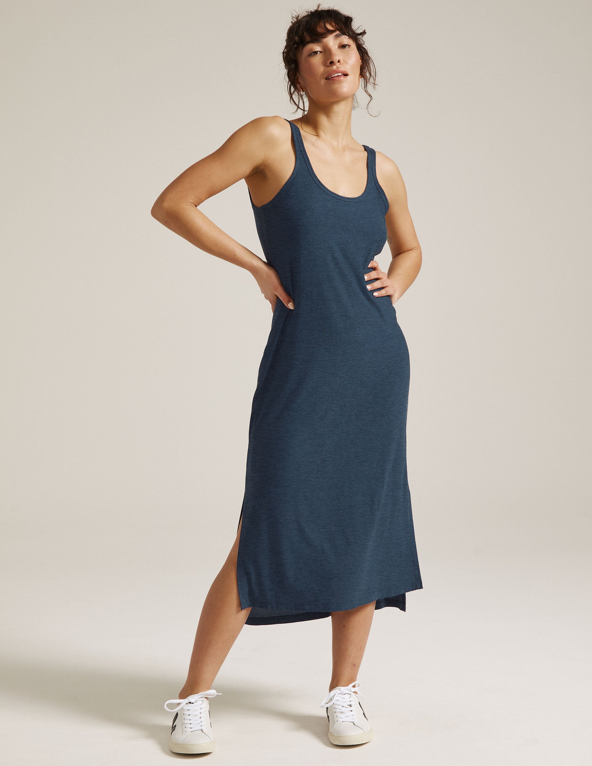 Uniqlo, T-shirt Dress With Built in Bra, Navy Blue