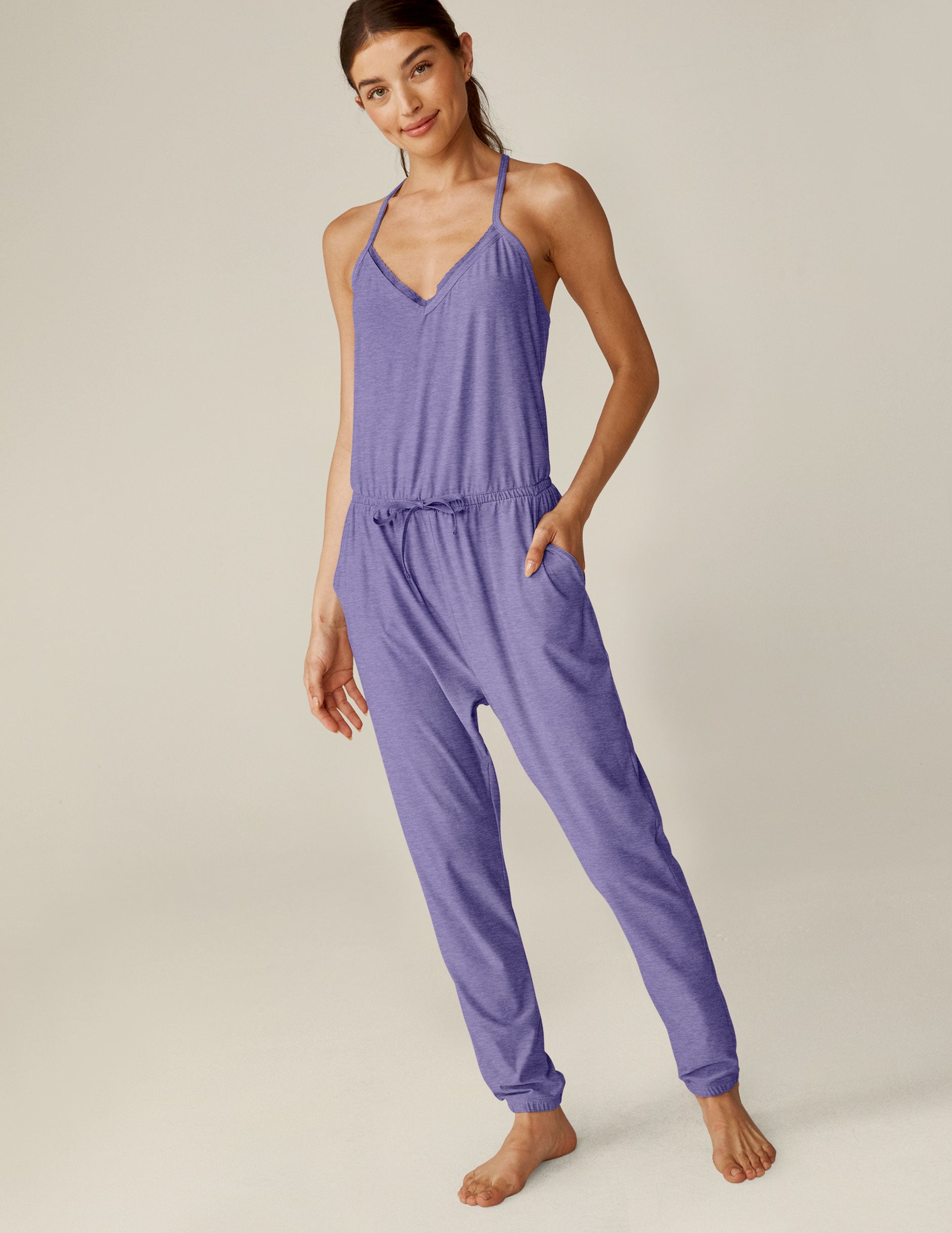 Purple lace jumpsuit online