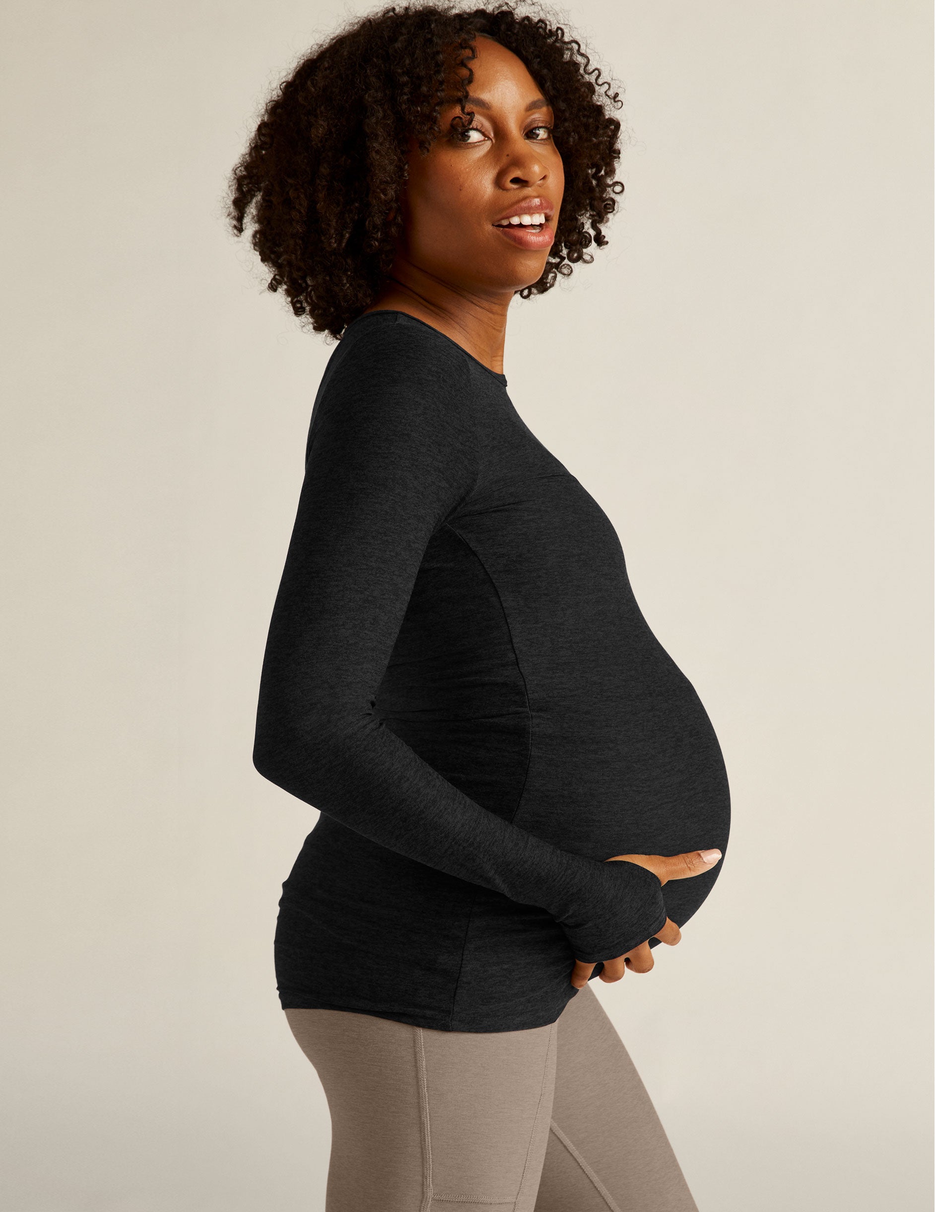 black maternity long sleeve top