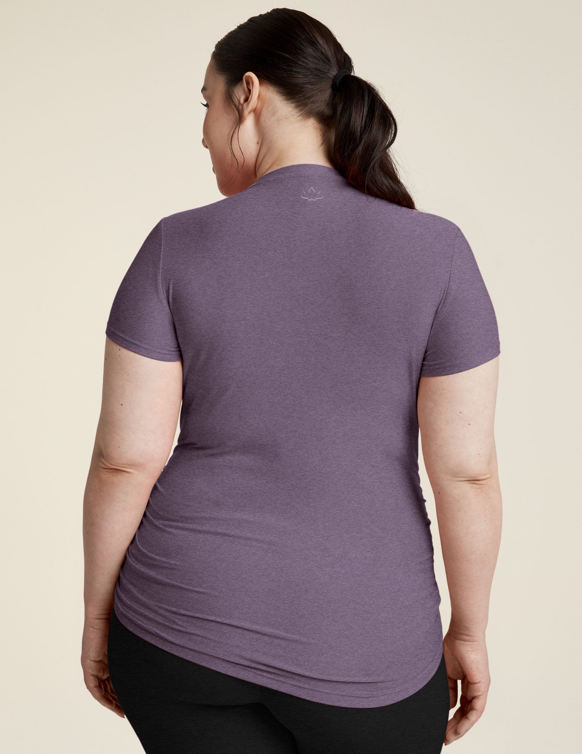 purple maternity short sleeve scoop neck t-shirt. 