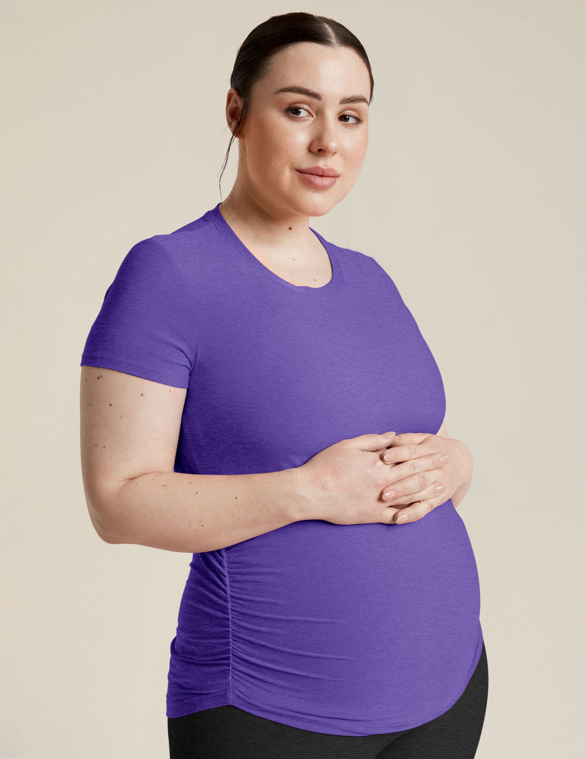 purple maternity short sleeve top