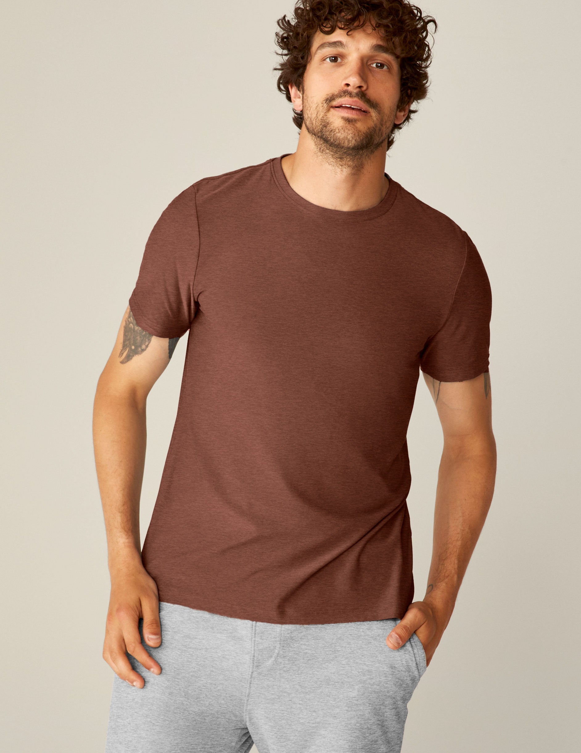 brown men's t-shirt. 