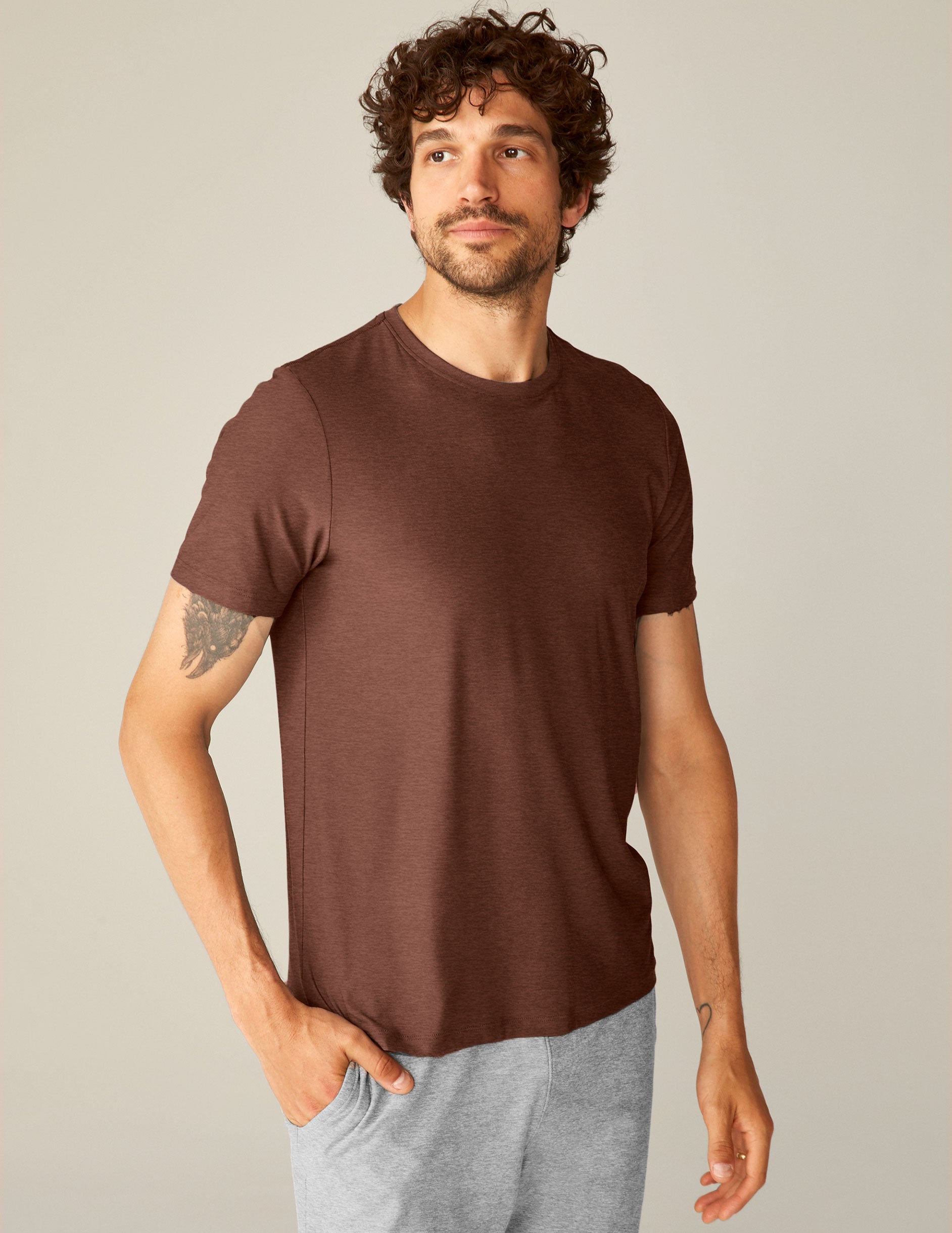 brown men's t-shirt. 