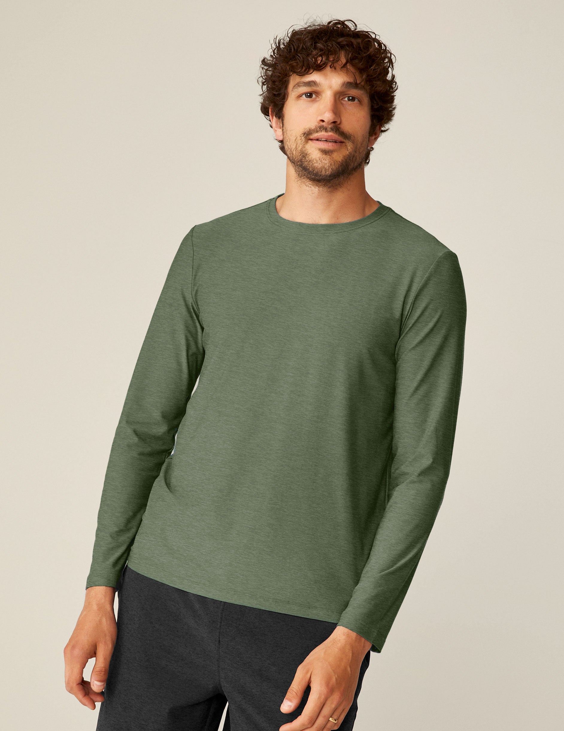 green mens long sleeve shirt.