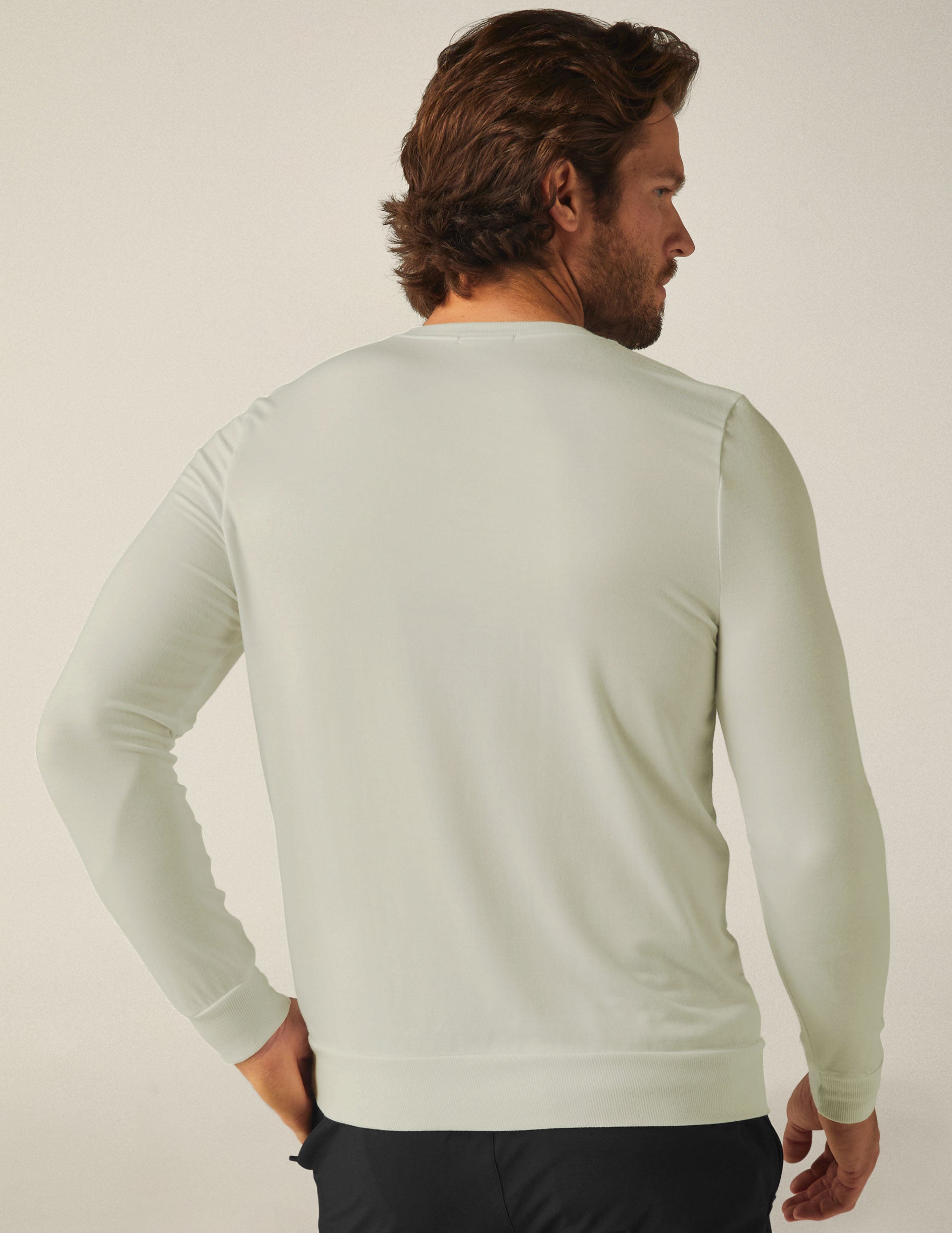 beige mens long sleeve crew neck sweatshirt