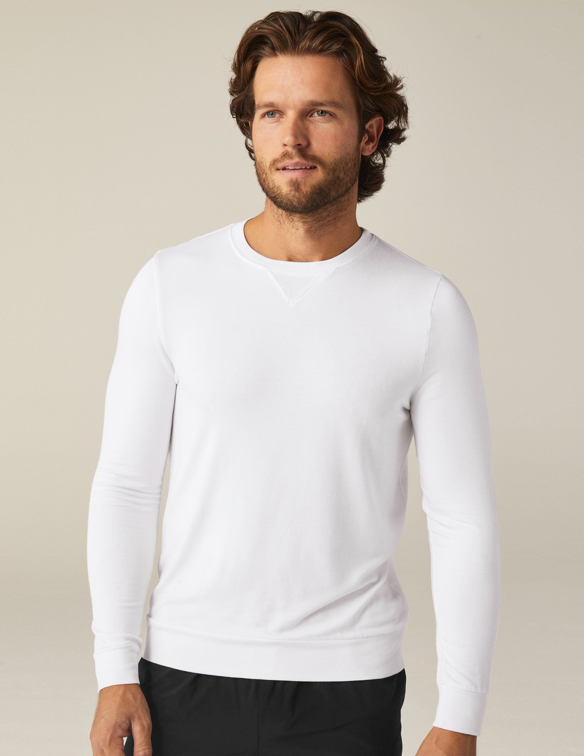 white mens long sleeve pullover.