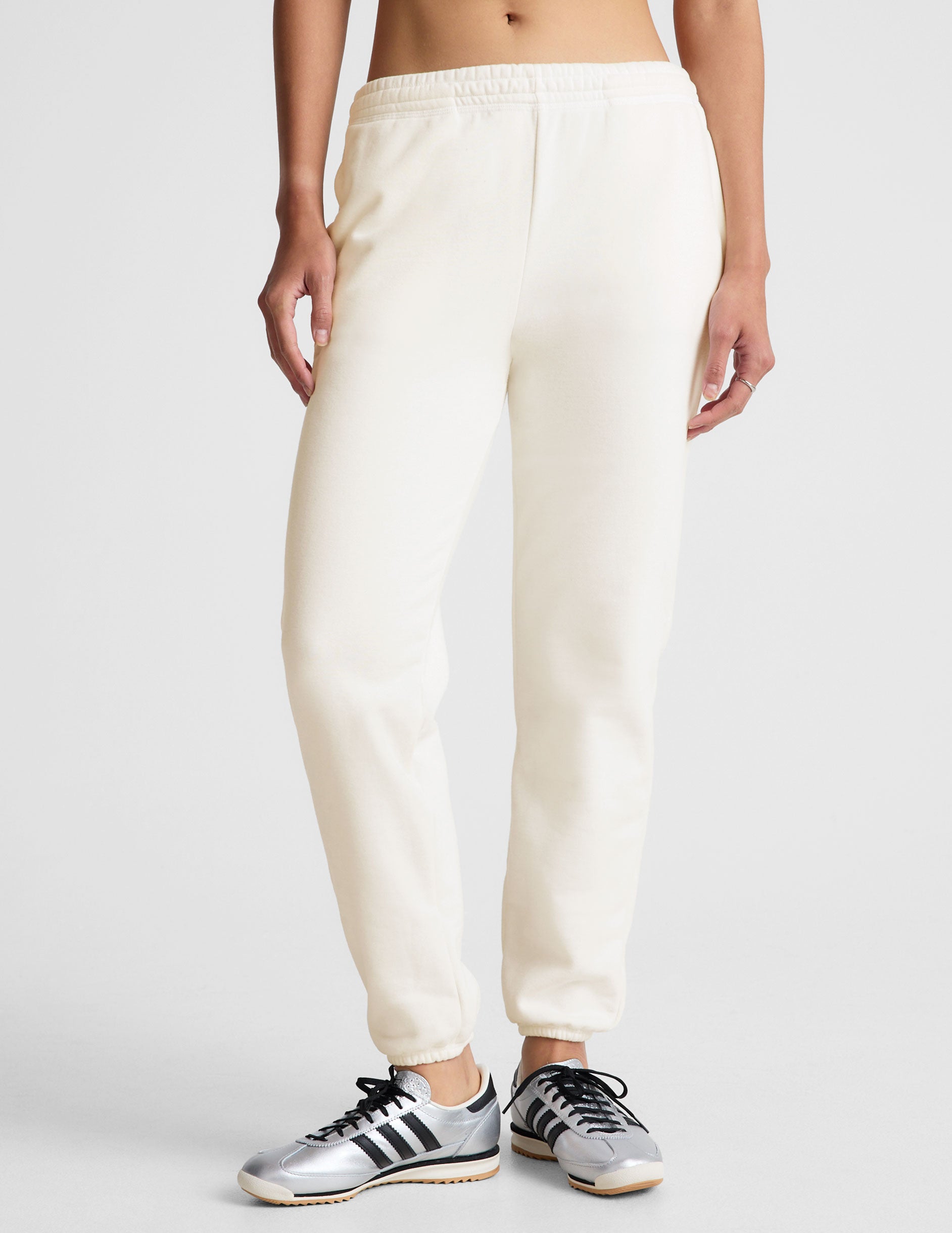 white joggers with pockets.