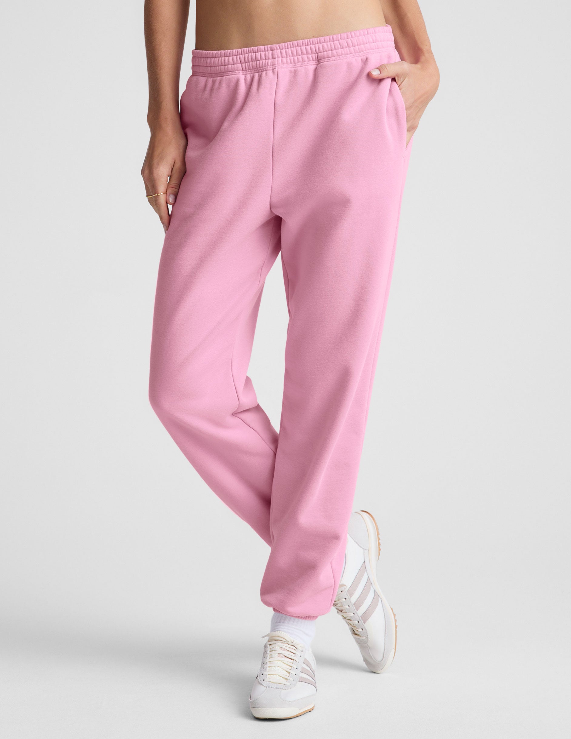 pink jogger pants.