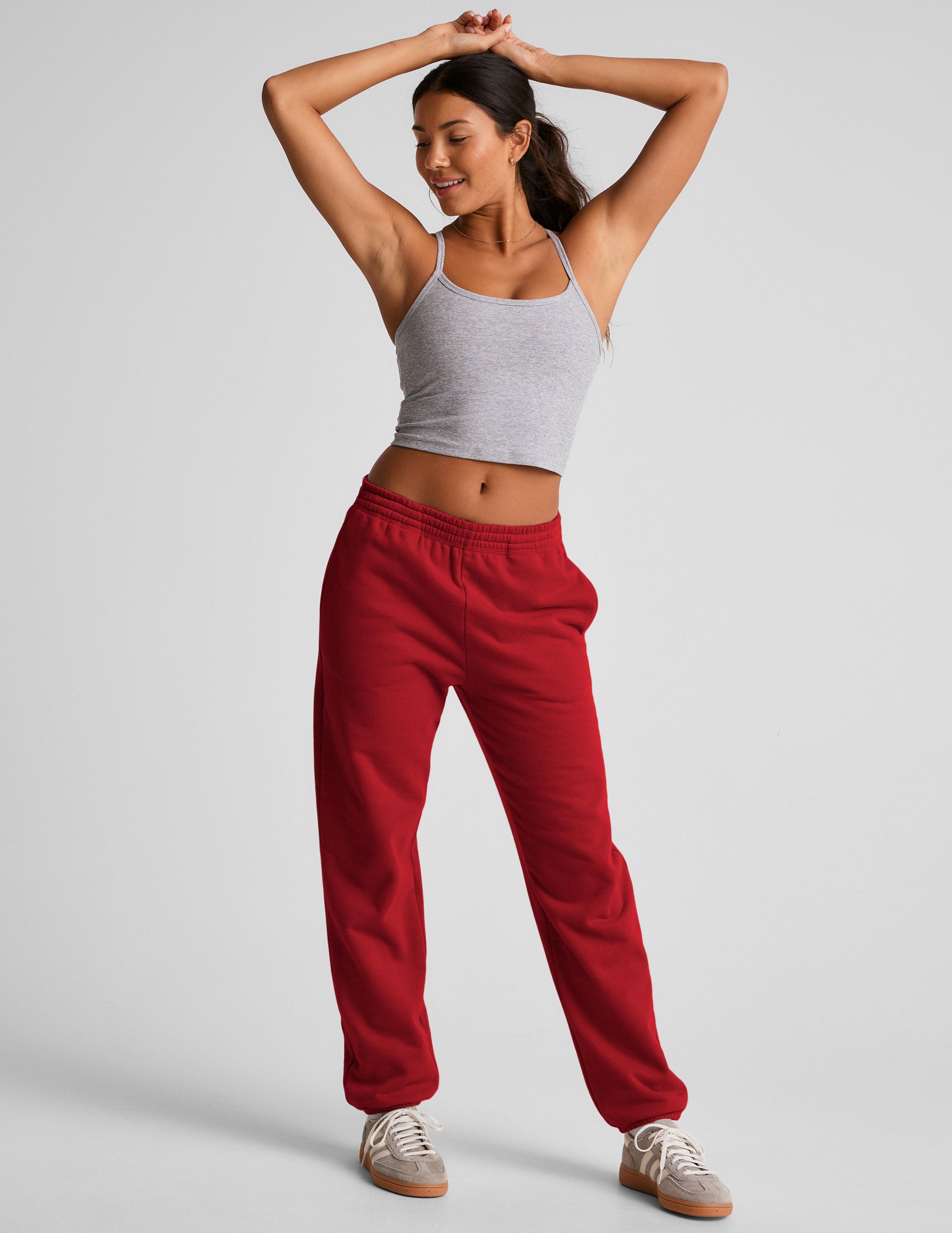 red jogger style sweatpant
