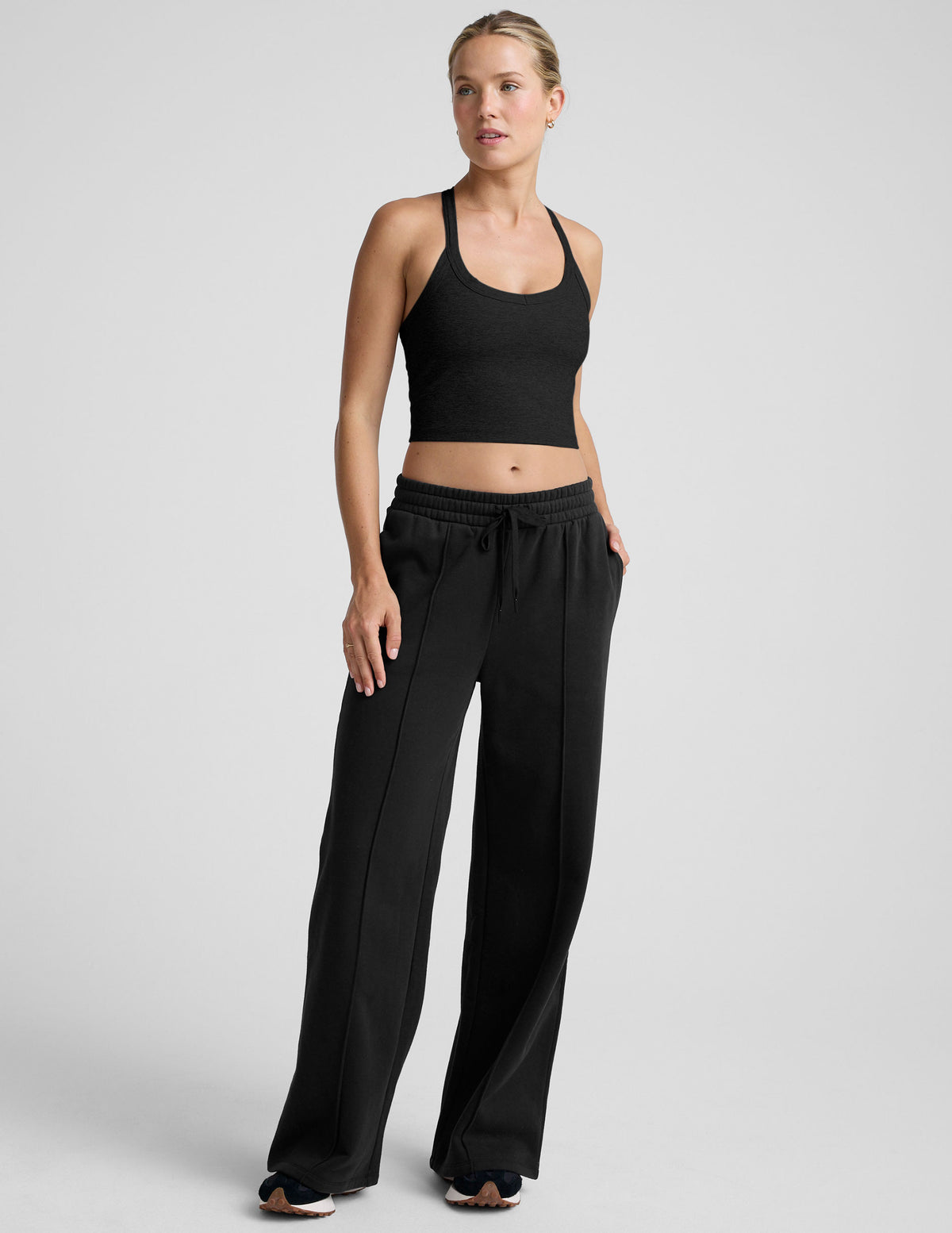 Wide Leg Pintuck LuxeFleece Pants - Black | Beyond Yoga