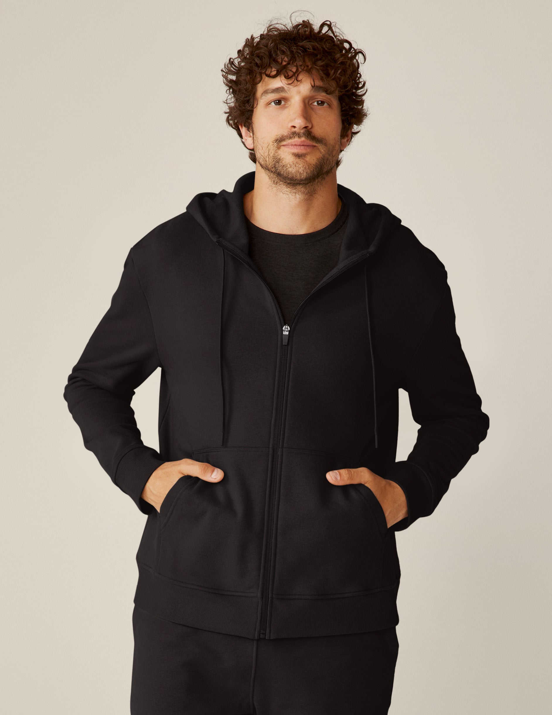 black men's zip-up hoodie. 