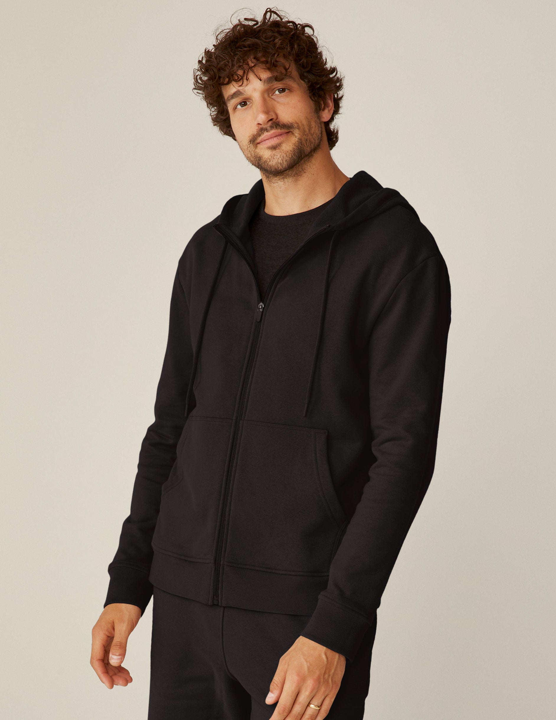 black men's zip-up hoodie. 