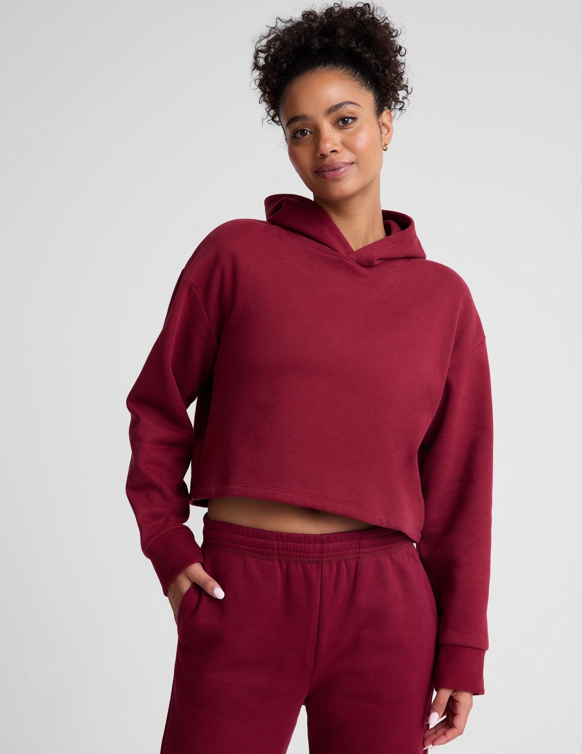 Cropped fuzzy hoodie online