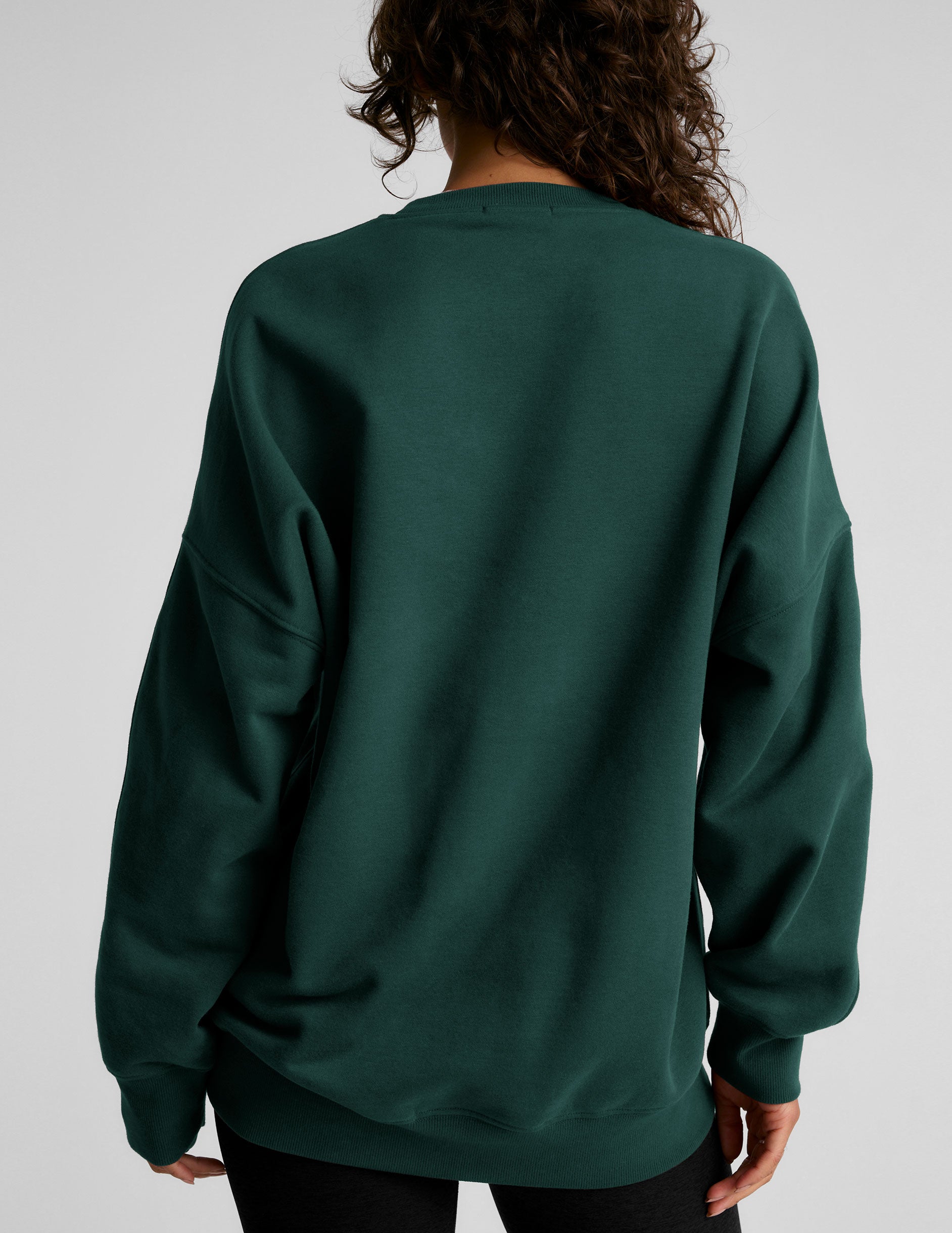 green crew neck oversized sweatshirt.