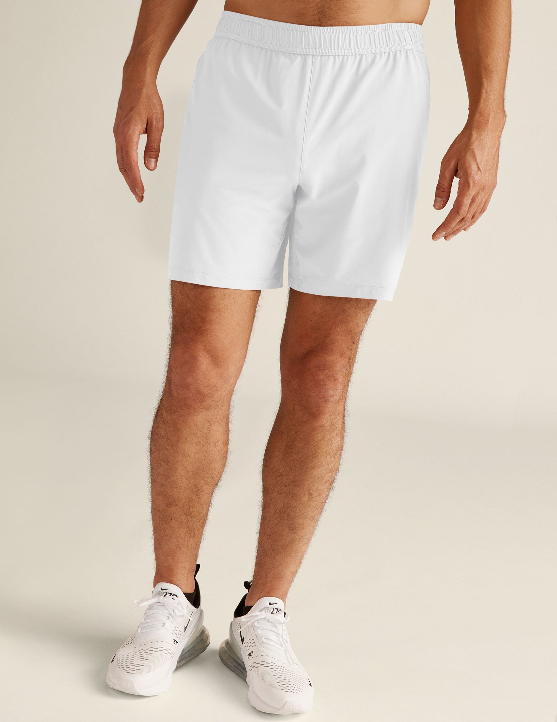 white mens lined shorts.