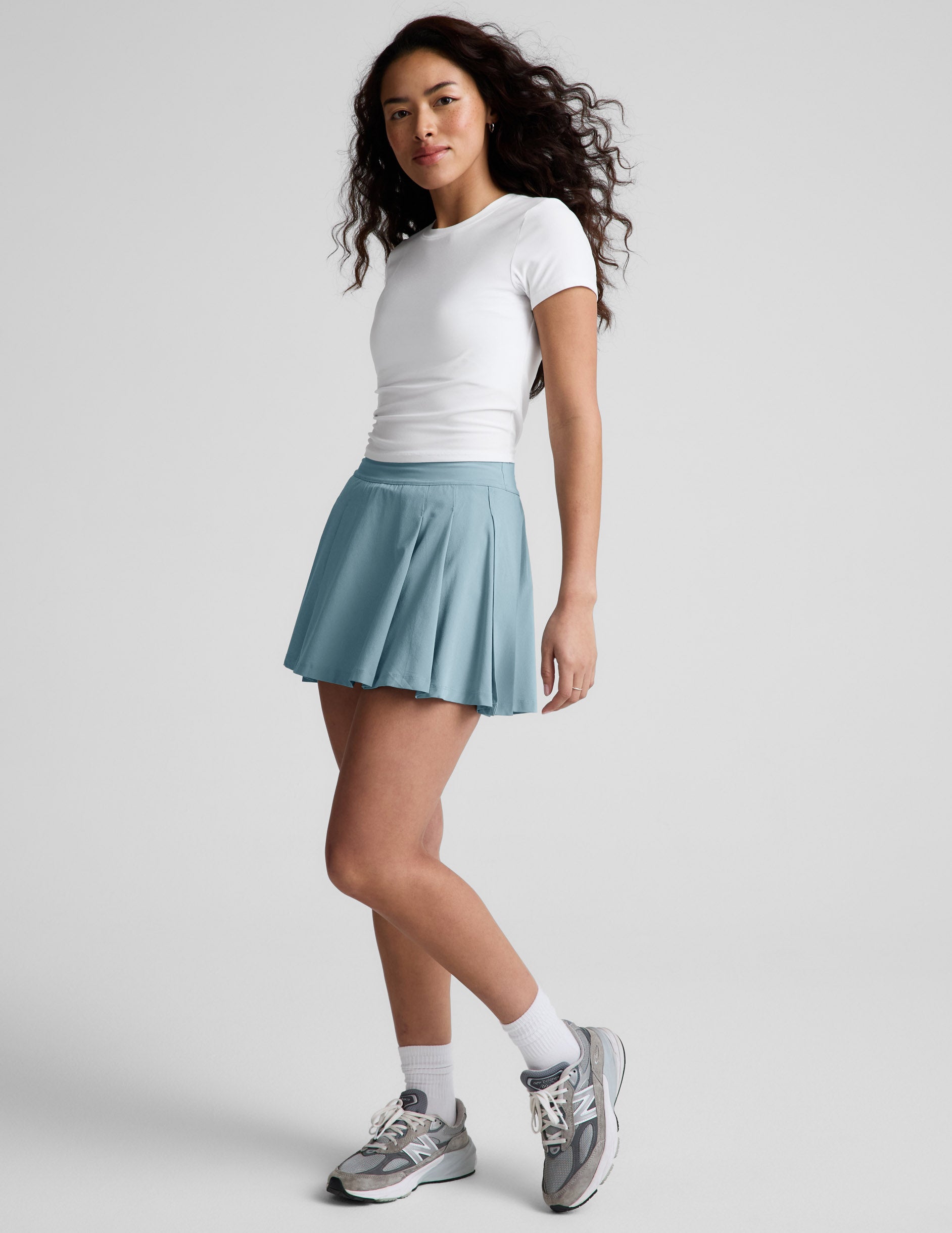 Pleated Mini Score Skirt - Shaken Blue | Beyond Yoga