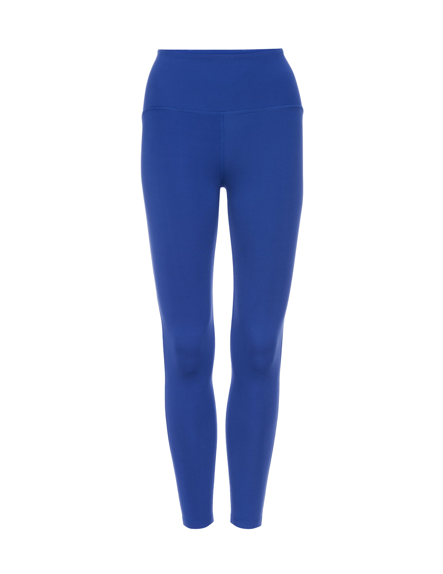 blue 4" high-waisted midi PowerBeyond leggings. 