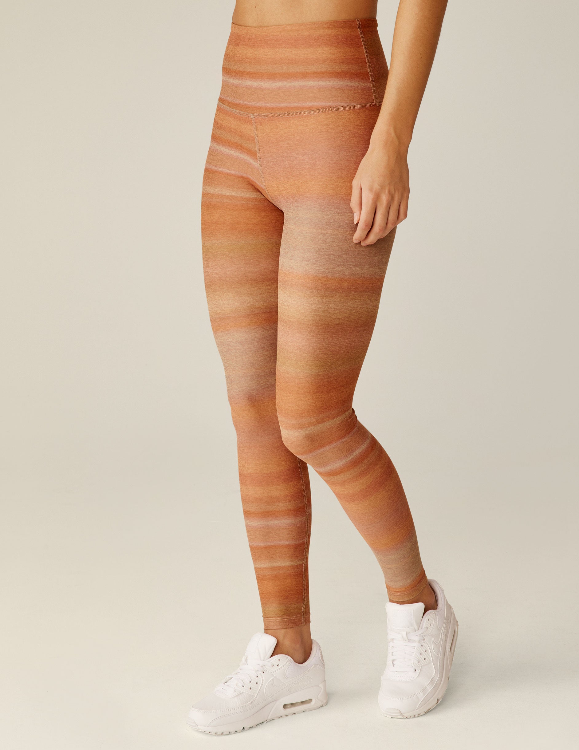 orange ombre striped high-waisted midi leggings. 