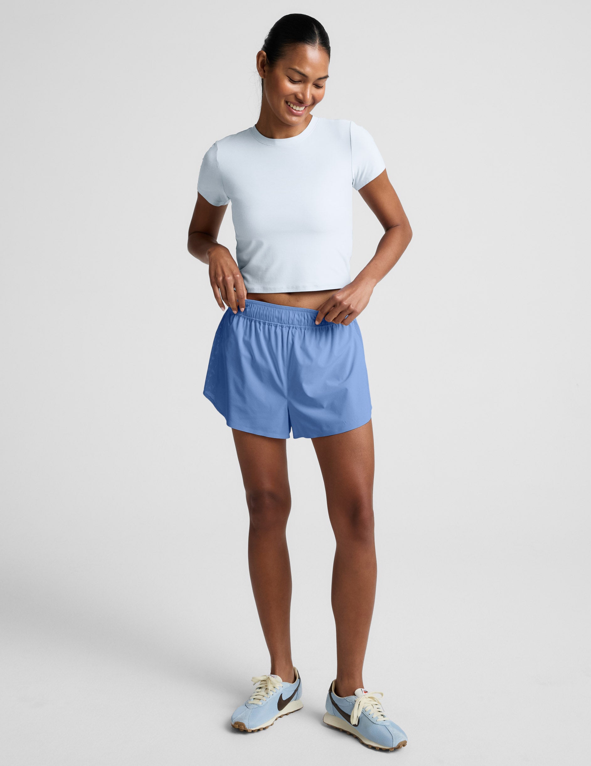 Women's Lined Running Solemate Shorts - Wild Flower Blue | Beyond Yoga