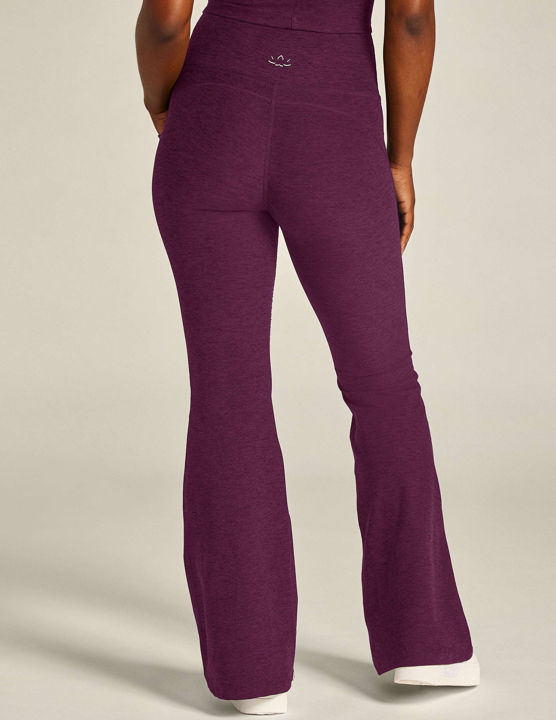 purple high-waisted pocket flare pants. 