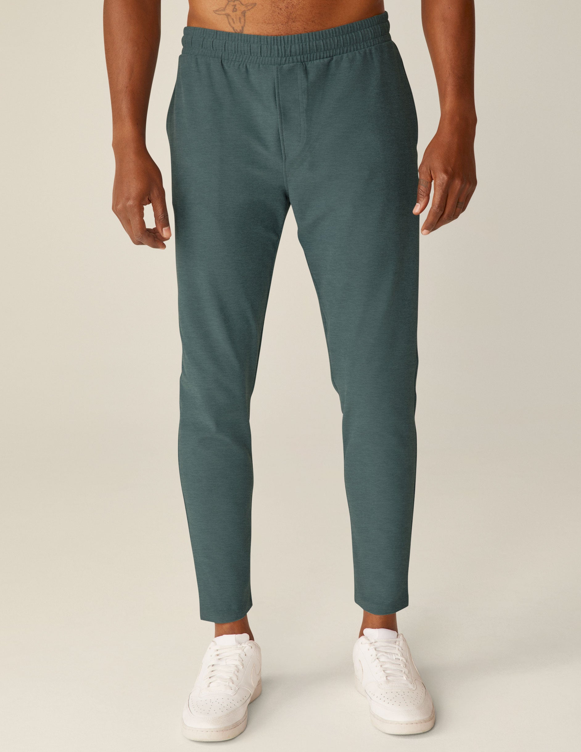 blue men's athleisure pants with pockets. 